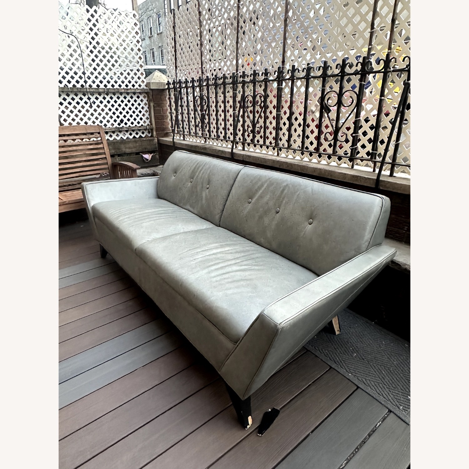 Light Grey Leather Sofa - image-2