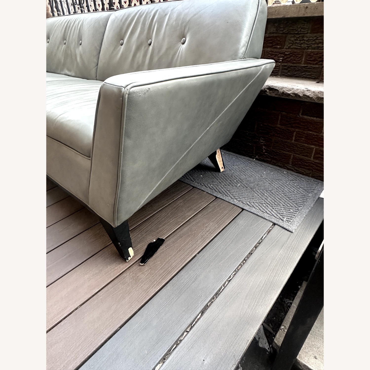 Light Grey Leather Sofa - image-3