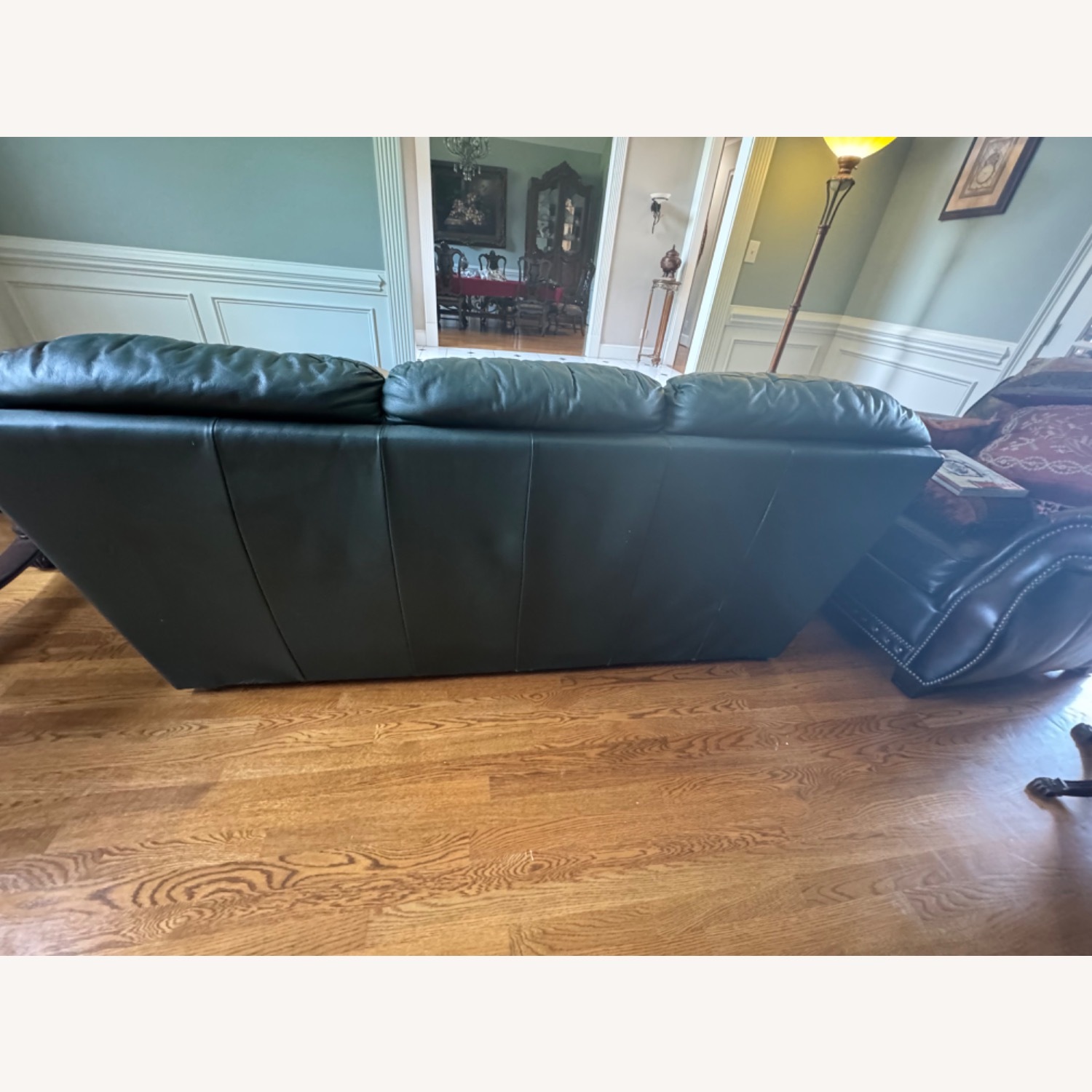 Antique Emerald Green Leather Sofa - image-5