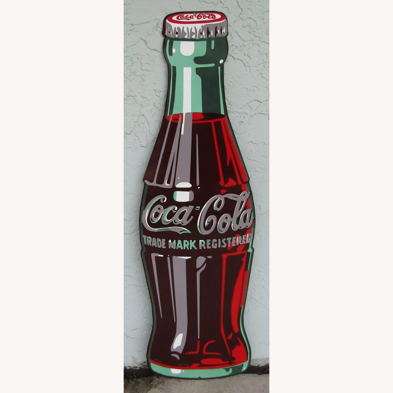 Rare Signed Ande Rooney Metal Coke Bottle 44" Tall - image-1