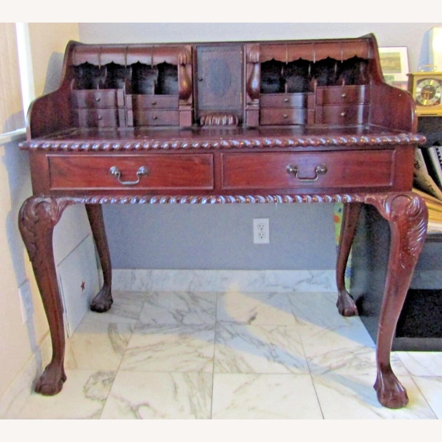 Mahogany Reproduction Chippendale Secretary Desk - image-2