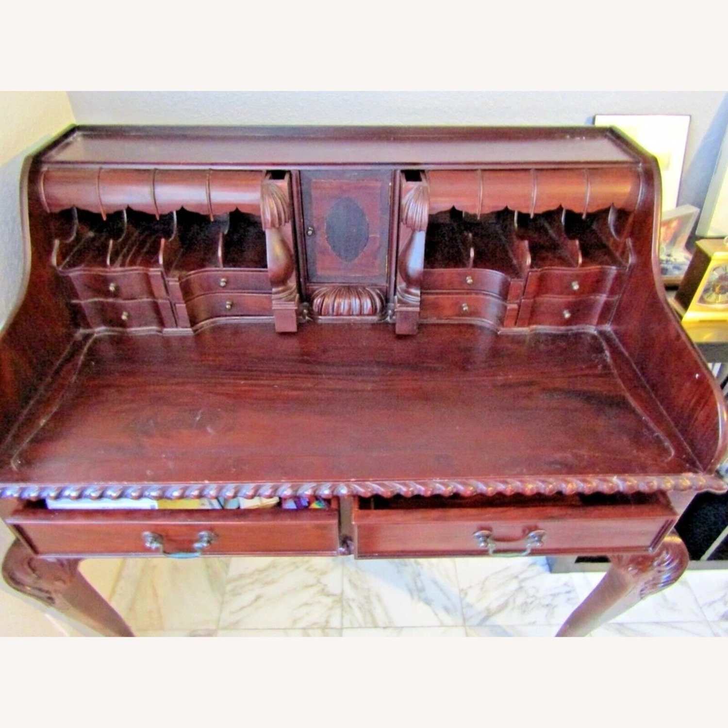 Mahogany Reproduction Chippendale Secretary Desk - image-7