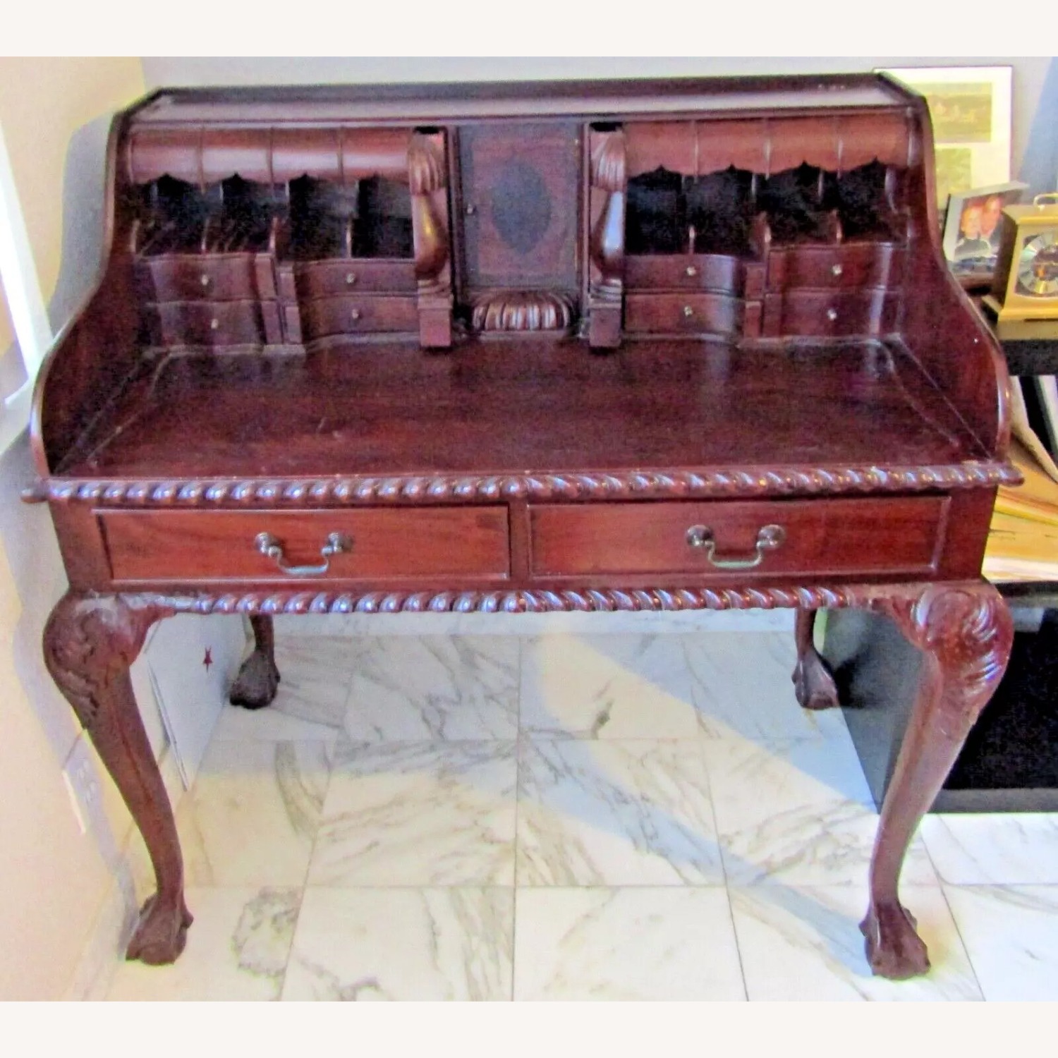 Mahogany Reproduction Chippendale Secretary Desk - image-1