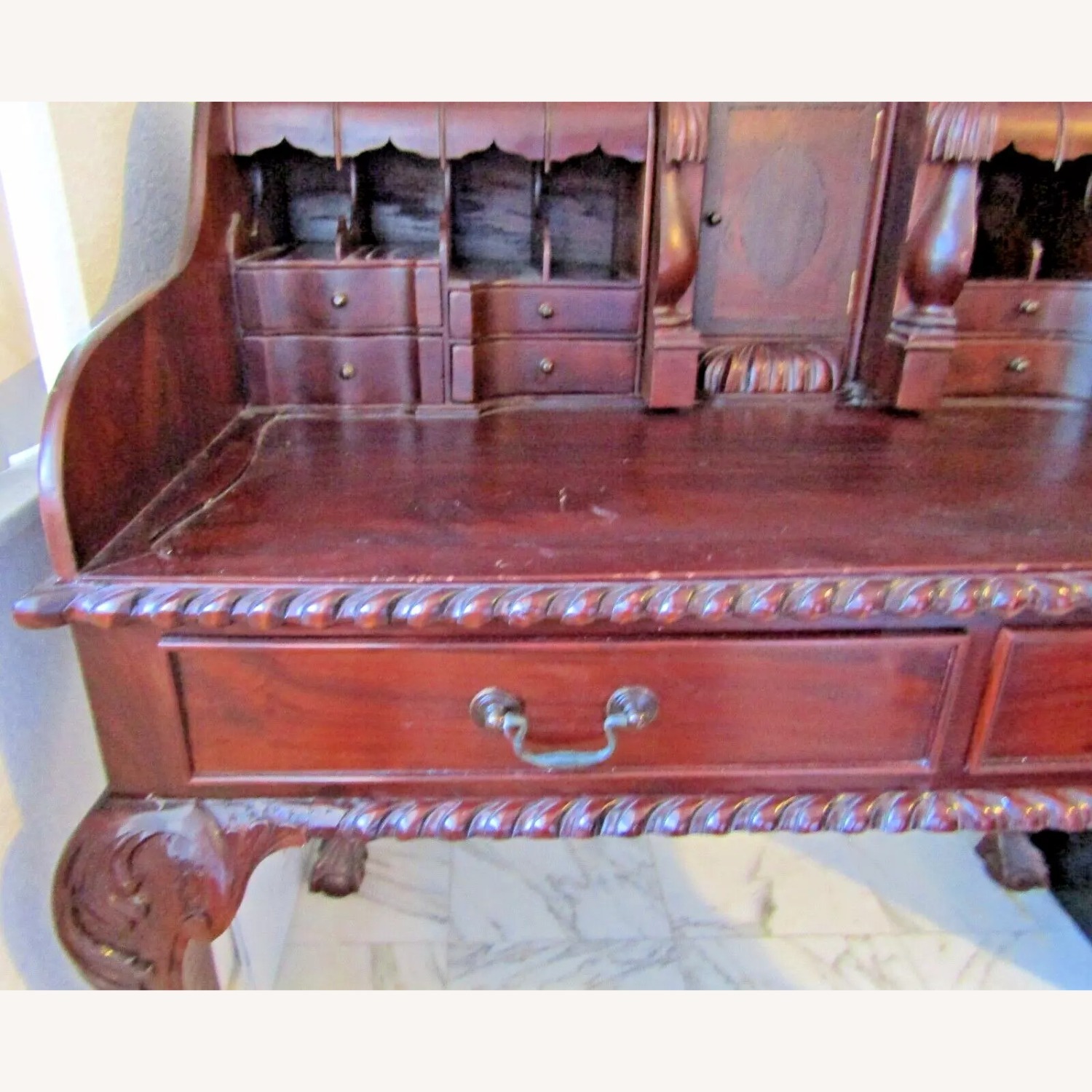 Mahogany Reproduction Chippendale Secretary Desk - image-3