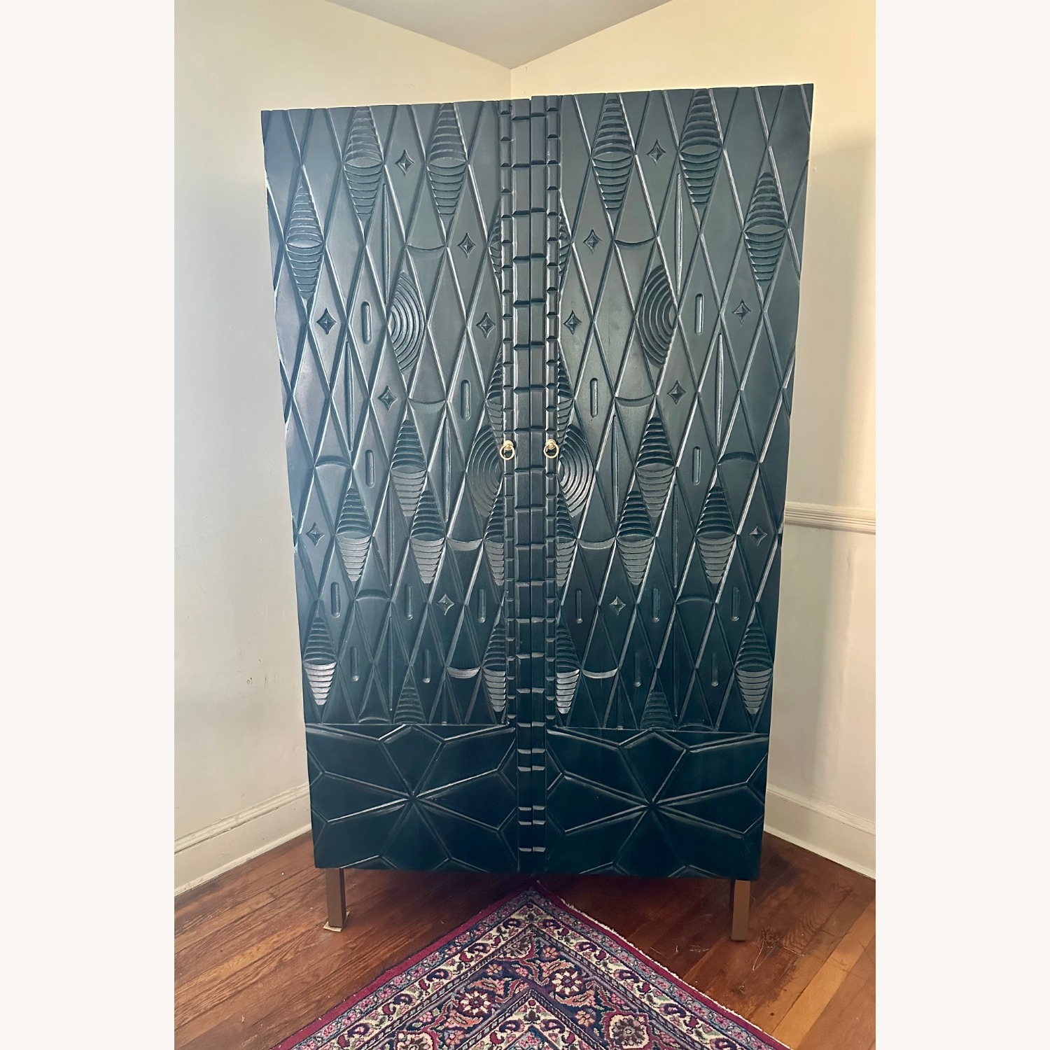 Anthropologie Portland Carved Wooden Armoire - image-1