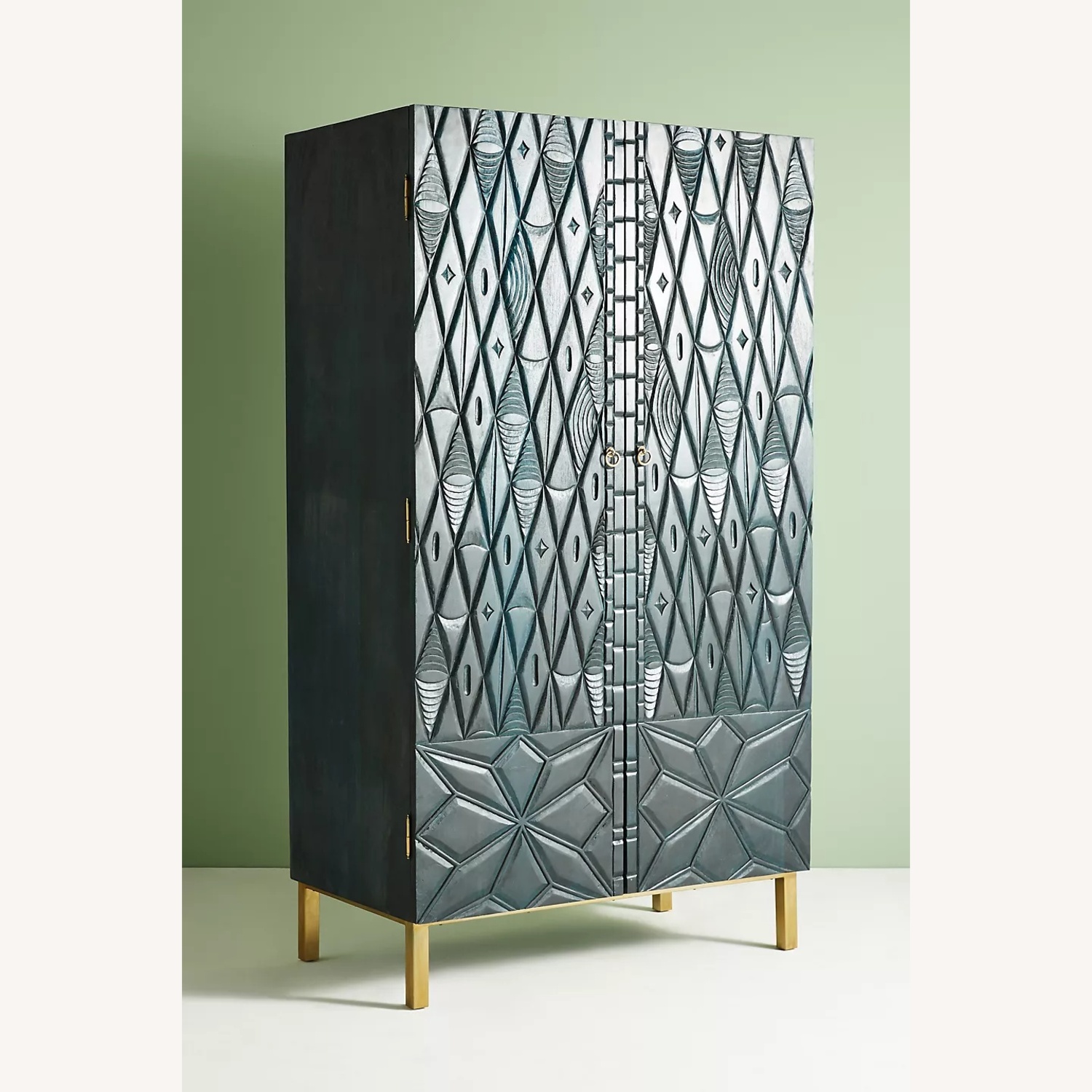 Anthropologie Portland Carved Wooden Armoire - image-5