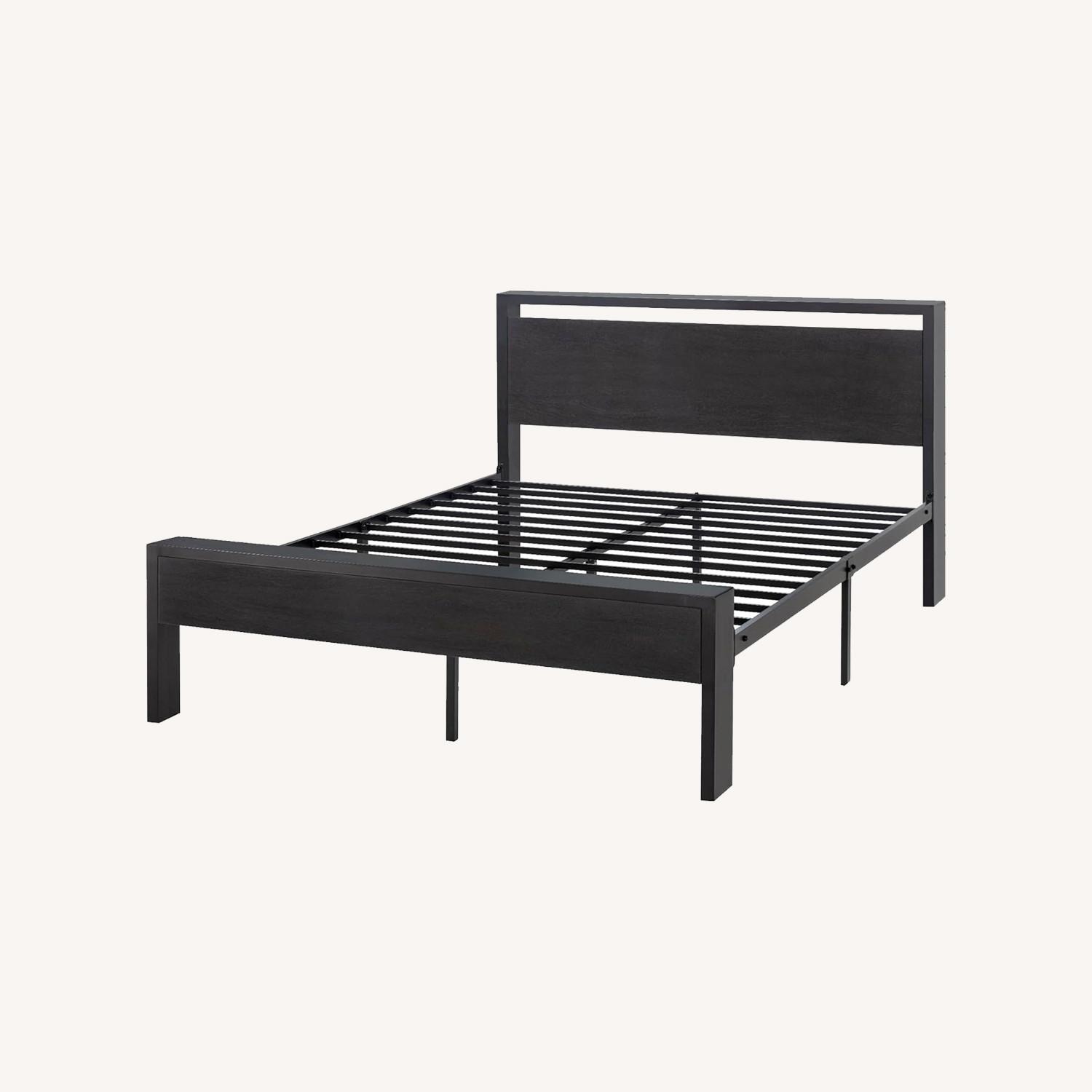 Black Metal Full Size Bed Frame - image-0
