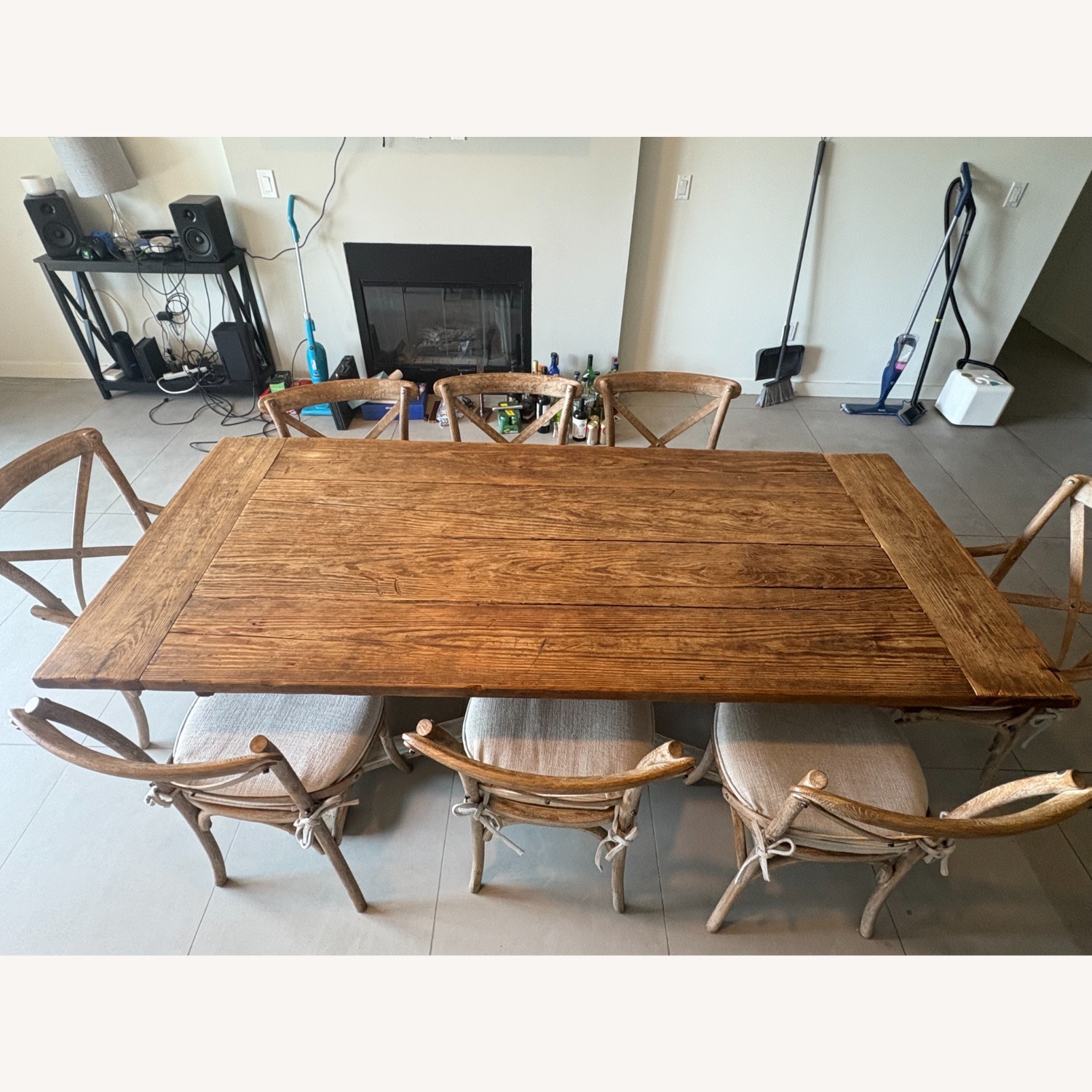Vintage Wooden Dining Table with 8 Chairs - image-5