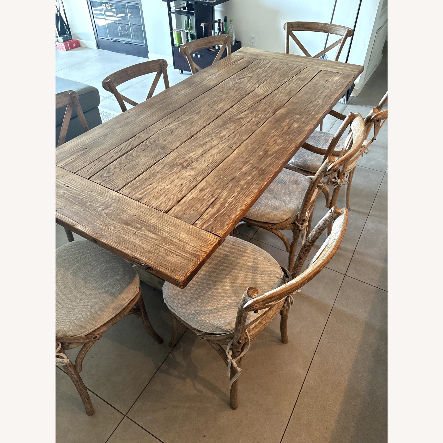 Vintage Wooden Dining Table with 8 Chairs - image-1