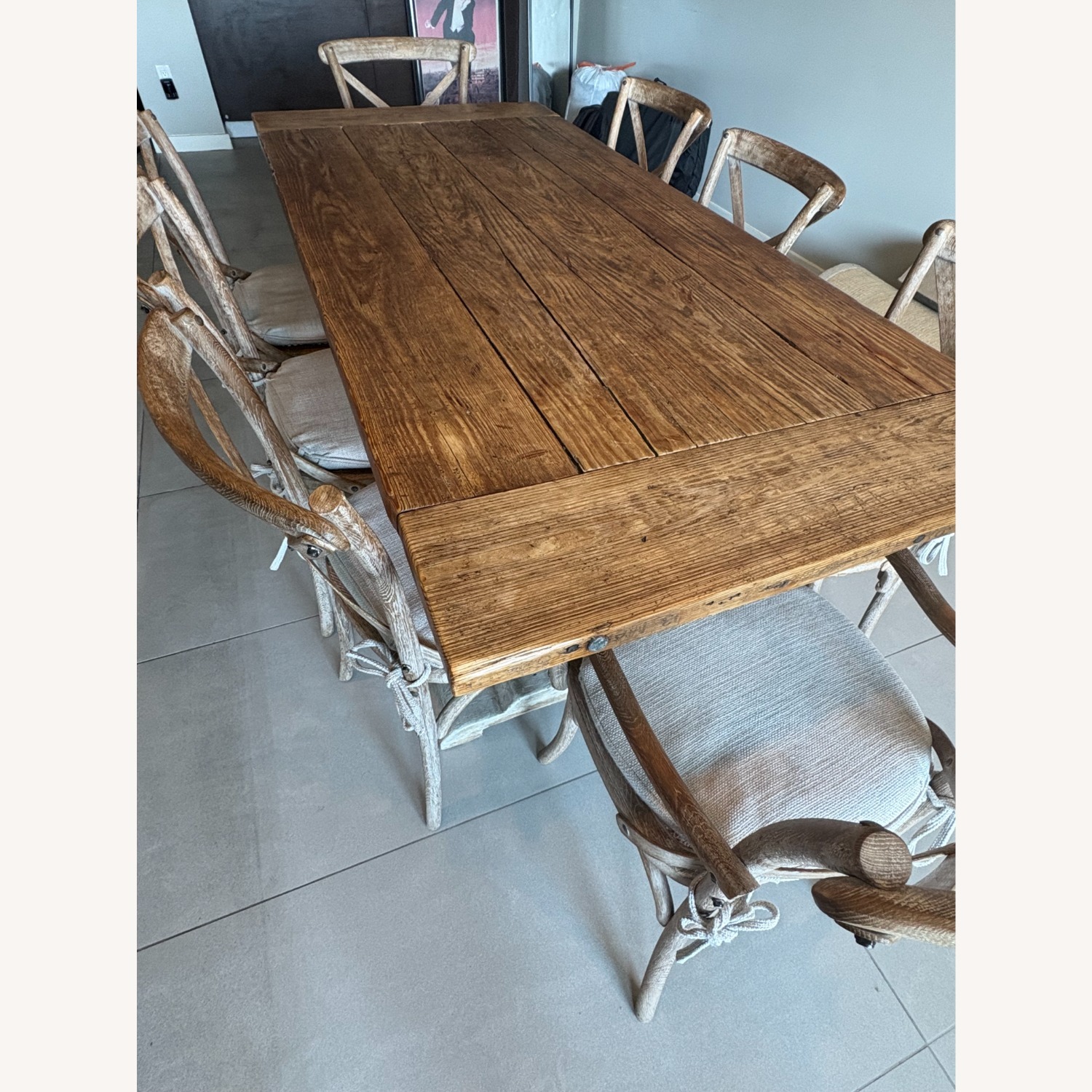 Vintage Wooden Dining Table with 8 Chairs - image-3