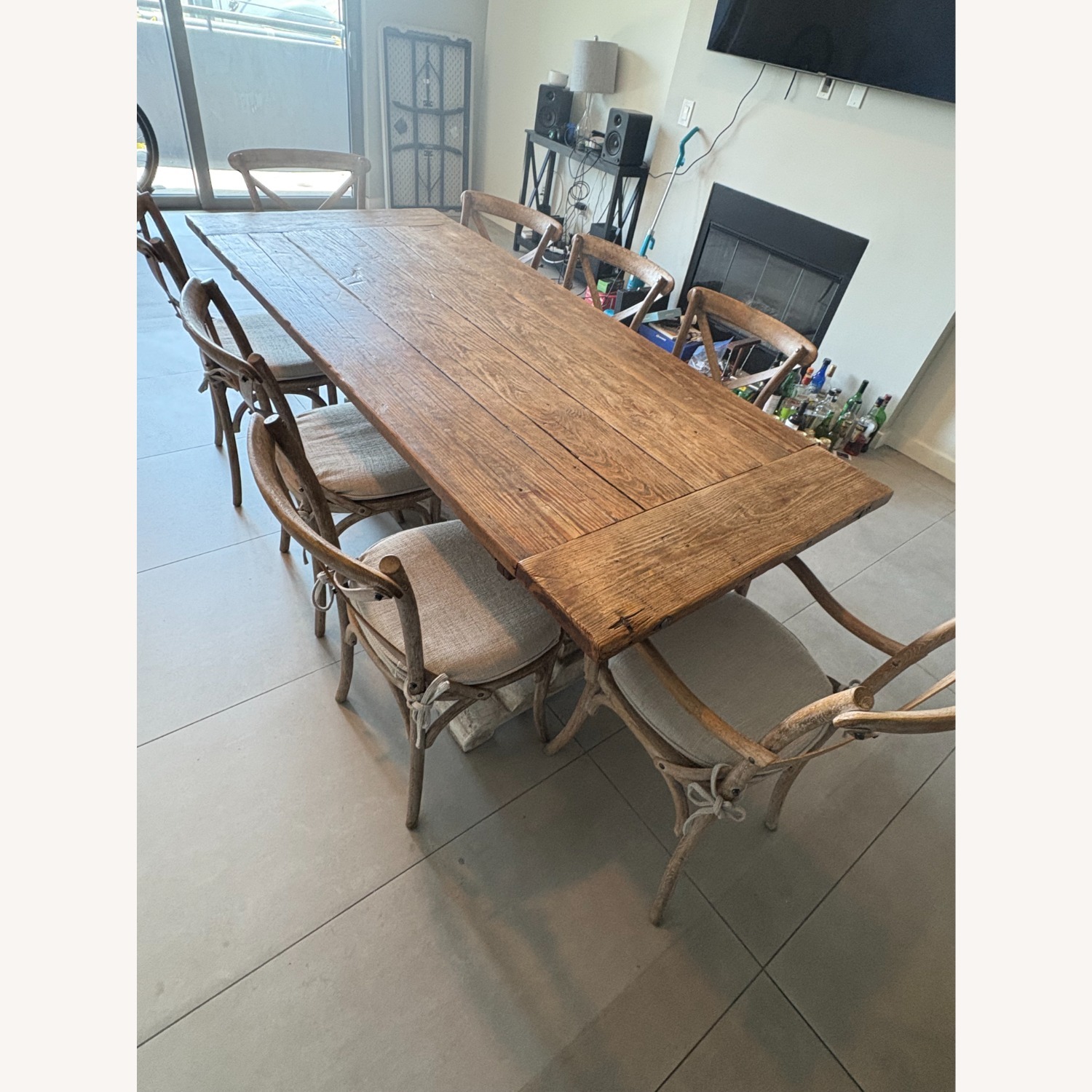 Vintage Wooden Dining Table with 8 Chairs - image-6