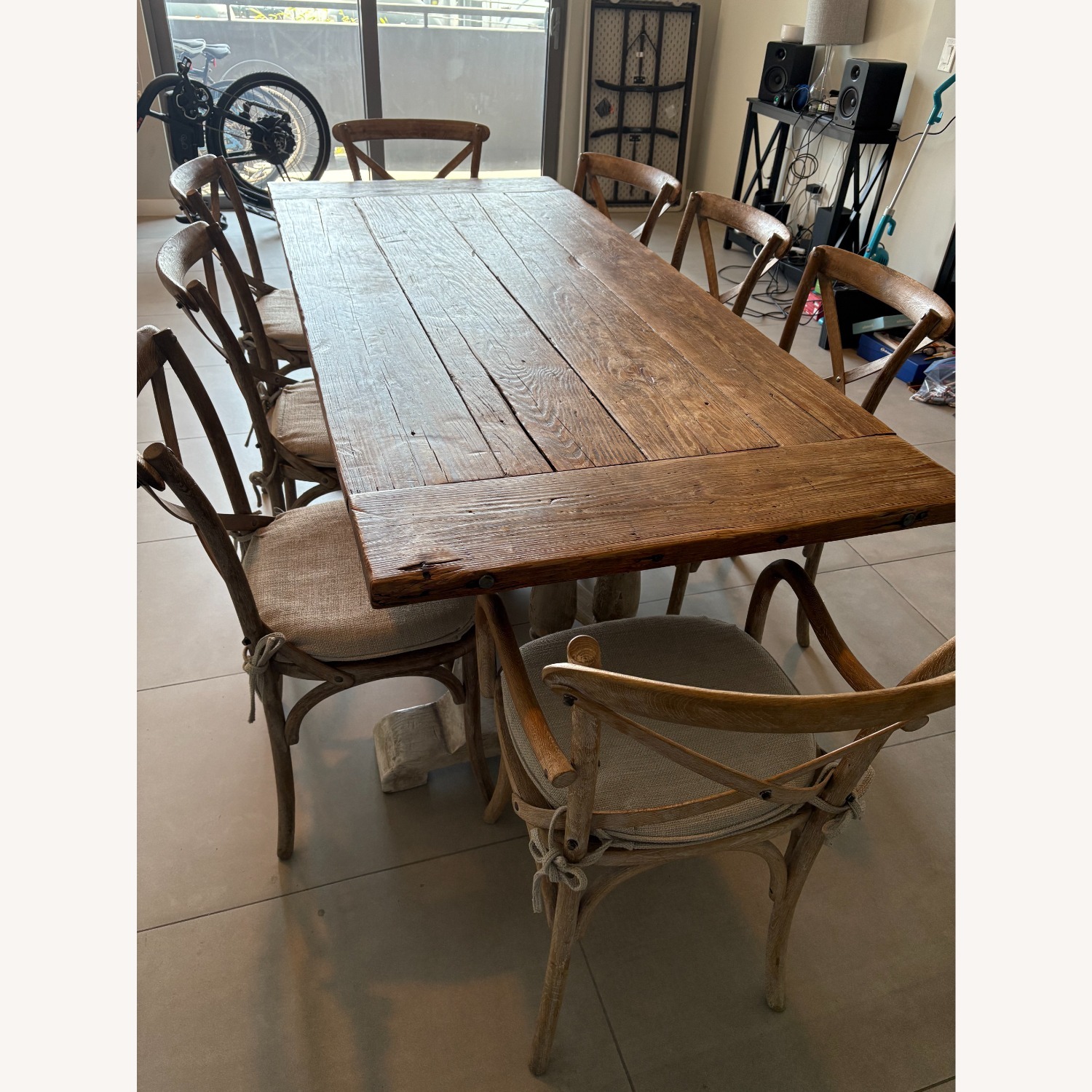 Vintage Wooden Dining Table with 8 Chairs - image-2