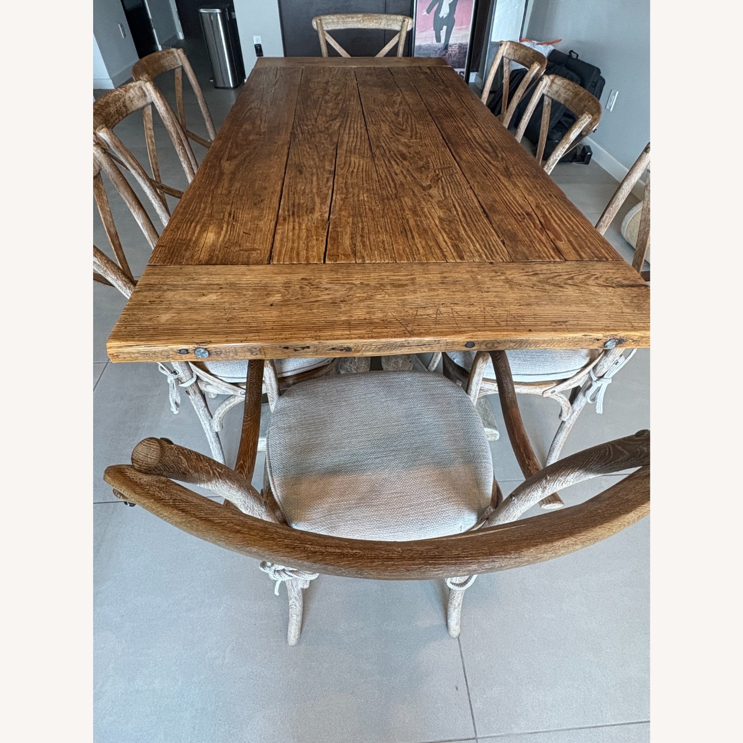 Vintage Wooden Dining Table with 8 Chairs - image-4