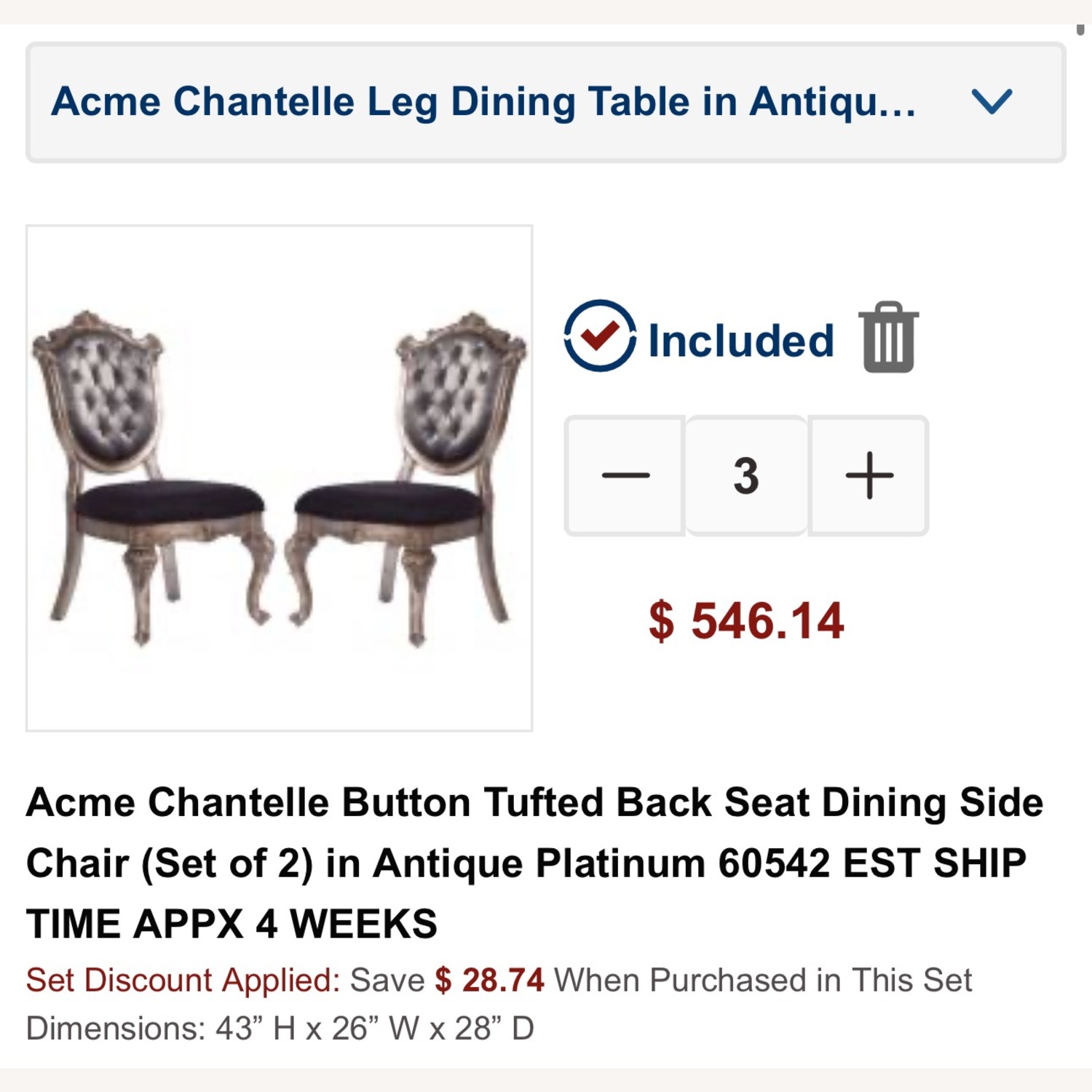 Acme Chantelle Dining Room Set - image-10