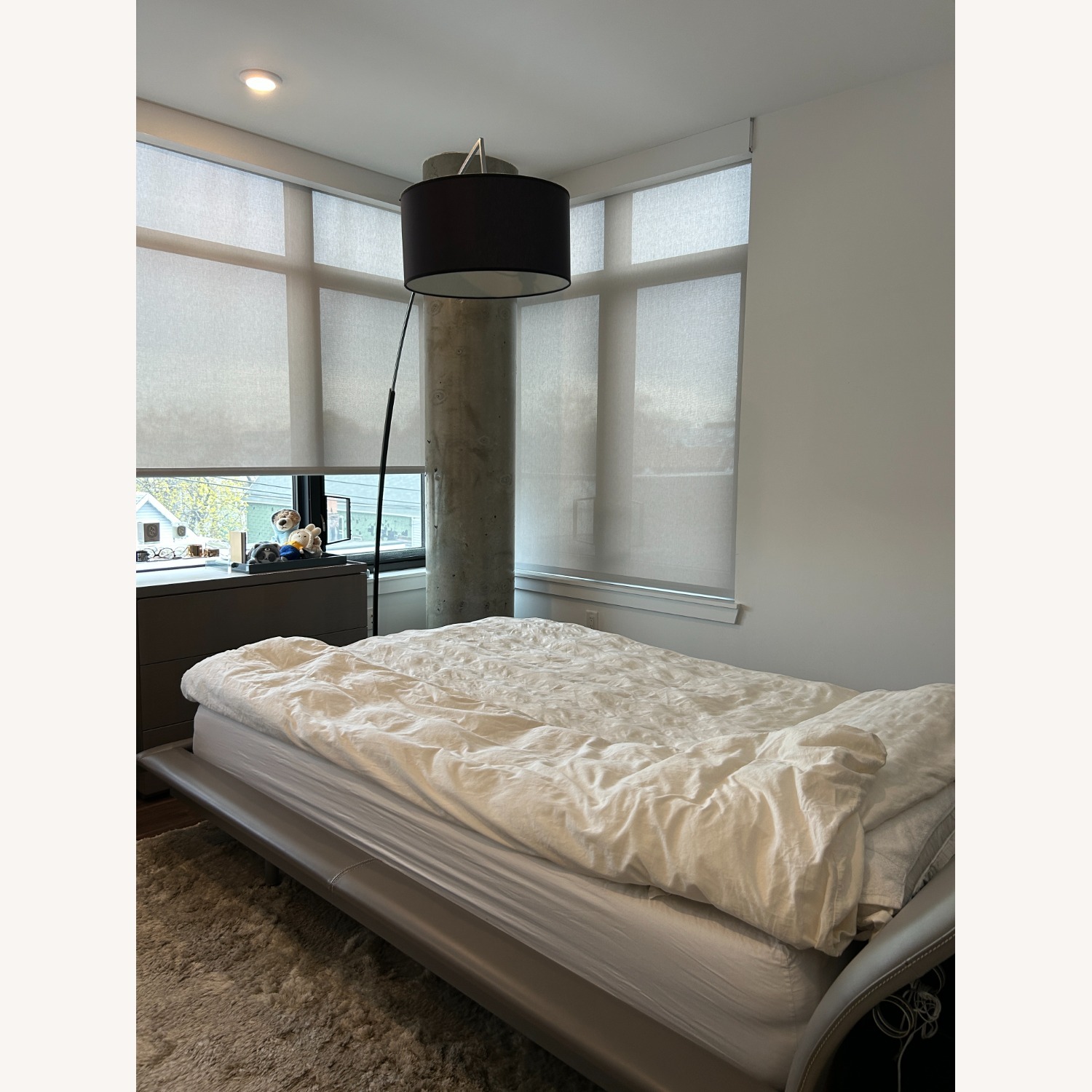Roche Bobois Gray Leather Bed with Nightstands - image-2
