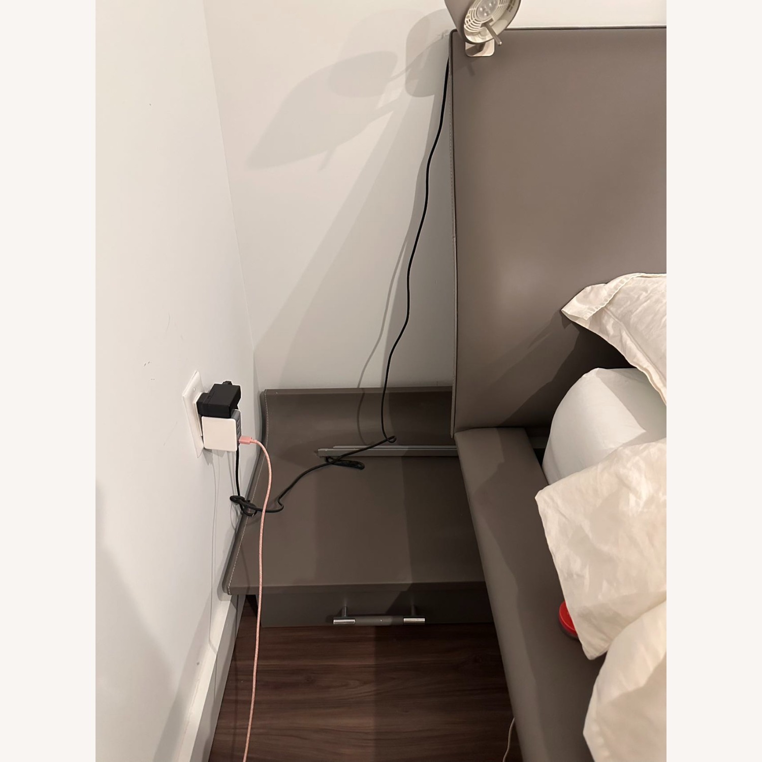 Roche Bobois Gray Leather Bed with Nightstands - image-5