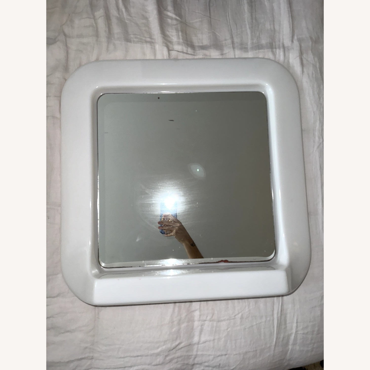 Vintage Mod Acrylic Wall Mirror with Shelf - image-1