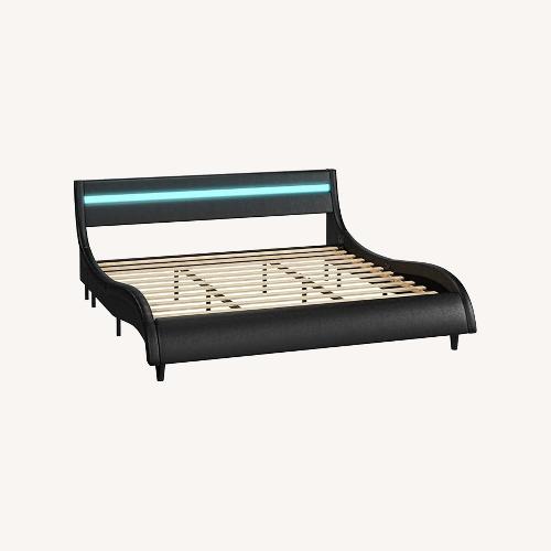 Used Amazon Keyluv Bed Frame with LED Lights and Curved Headboard for sale on AptDeco