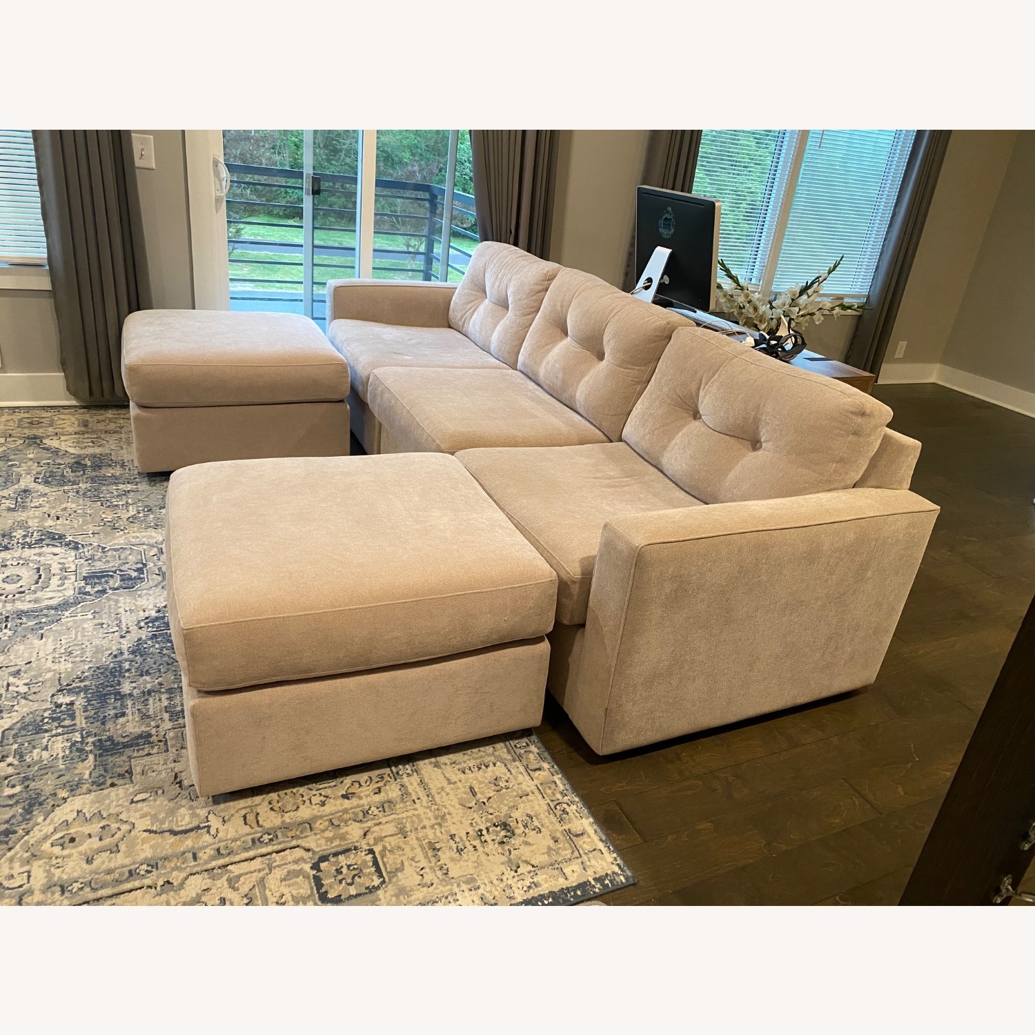 Rooms To Go Beige Modular Sofa and Ottomans - image-2
