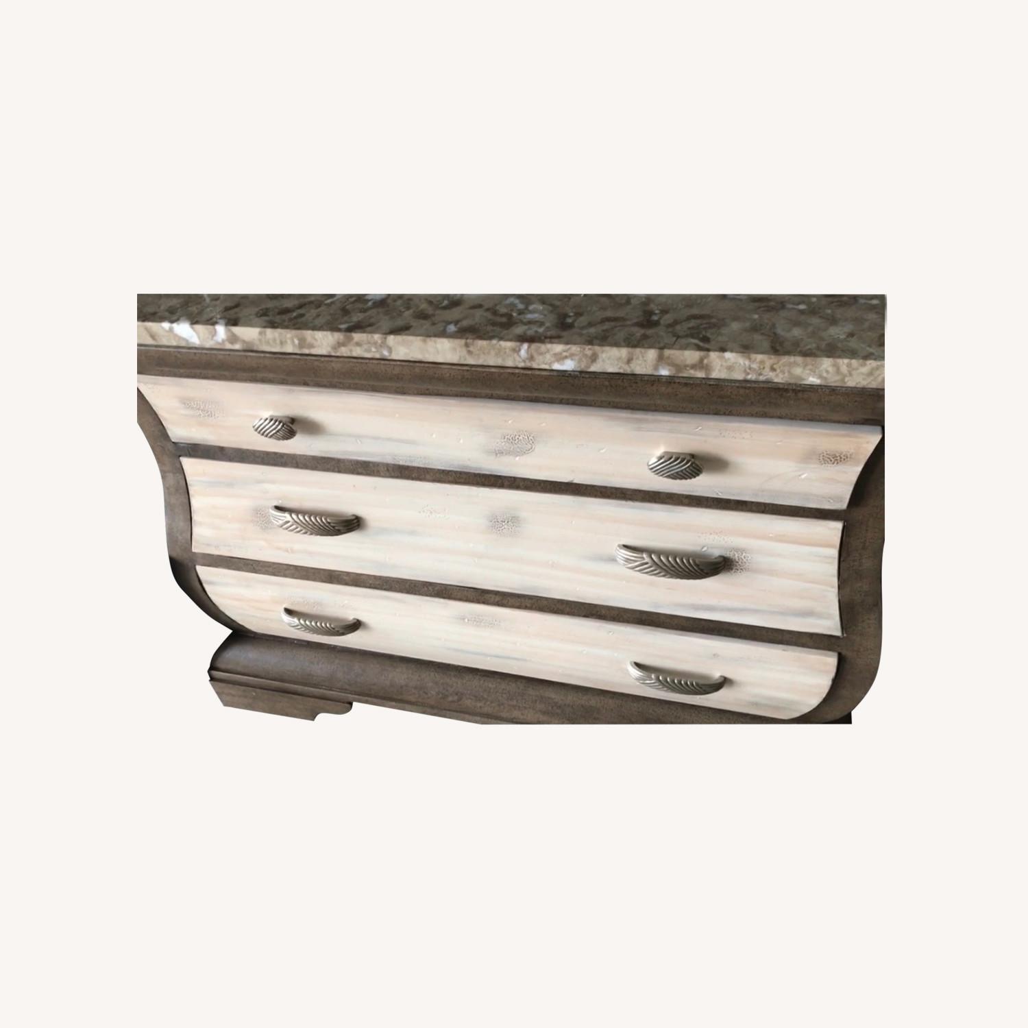 Metal and Wood Chest with Granite Top - image-0