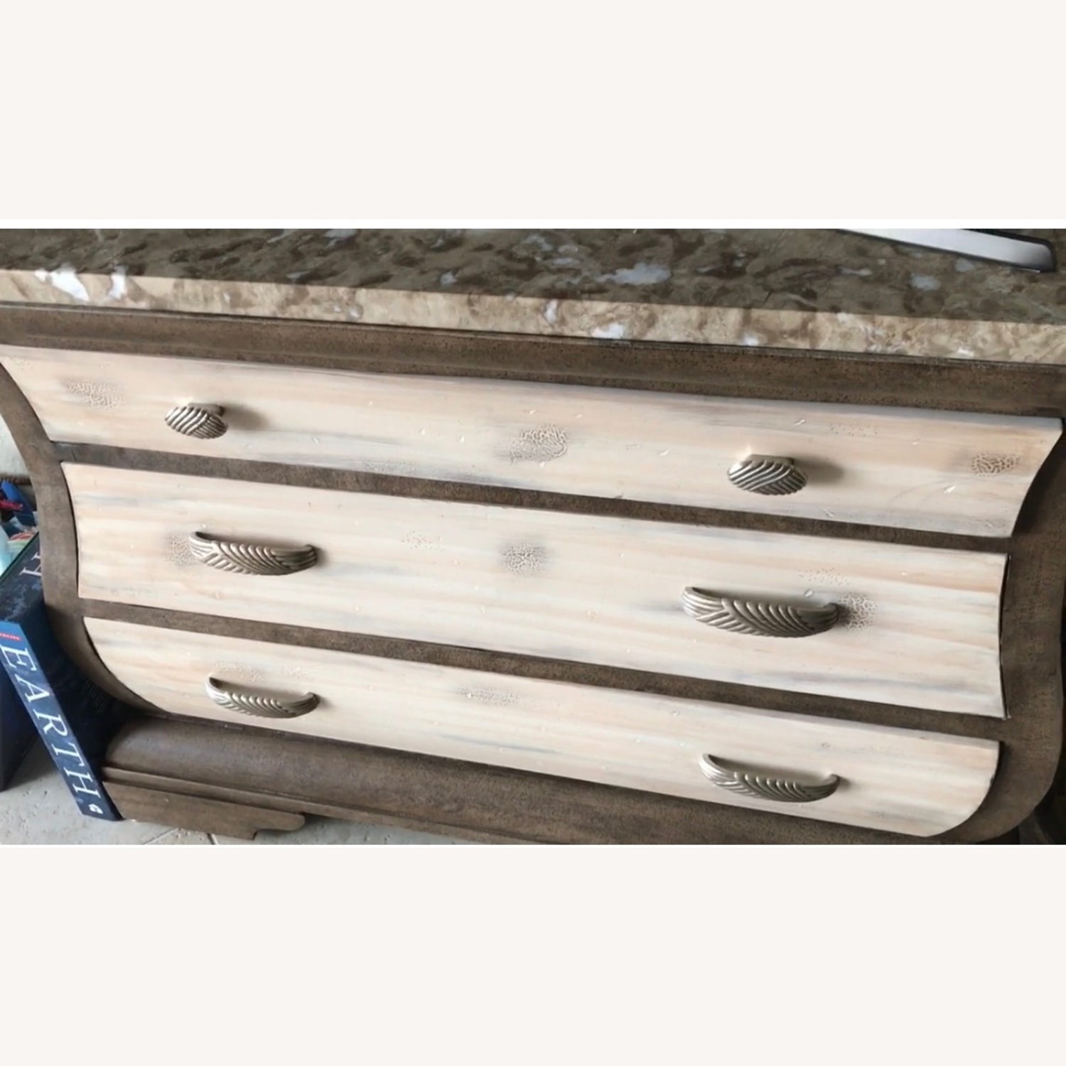 Metal and Wood Chest with Granite Top - image-1