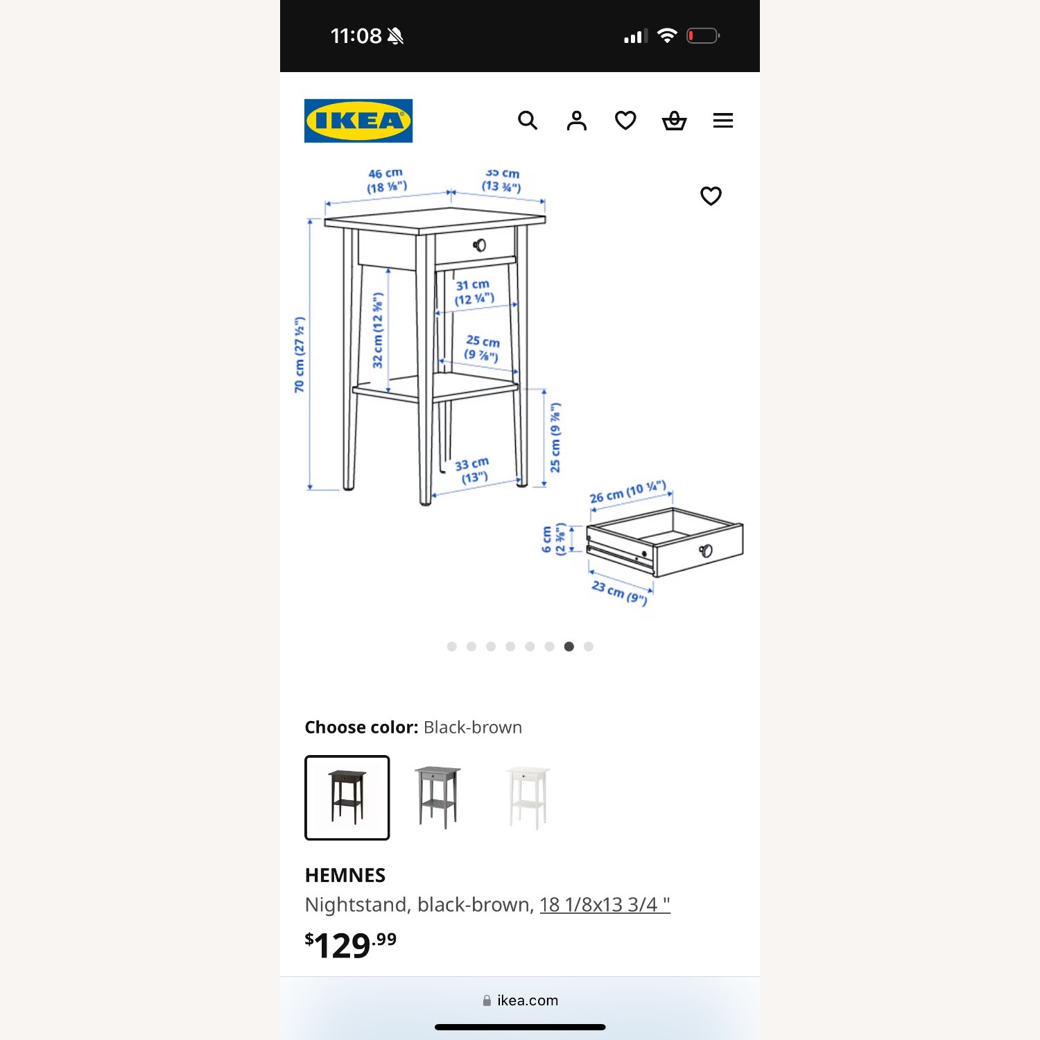 IKEA Hemnes Black Nightstand - image-2