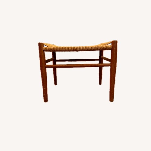 Used Wooden Stool with Woven Cane Seat for sale on AptDeco