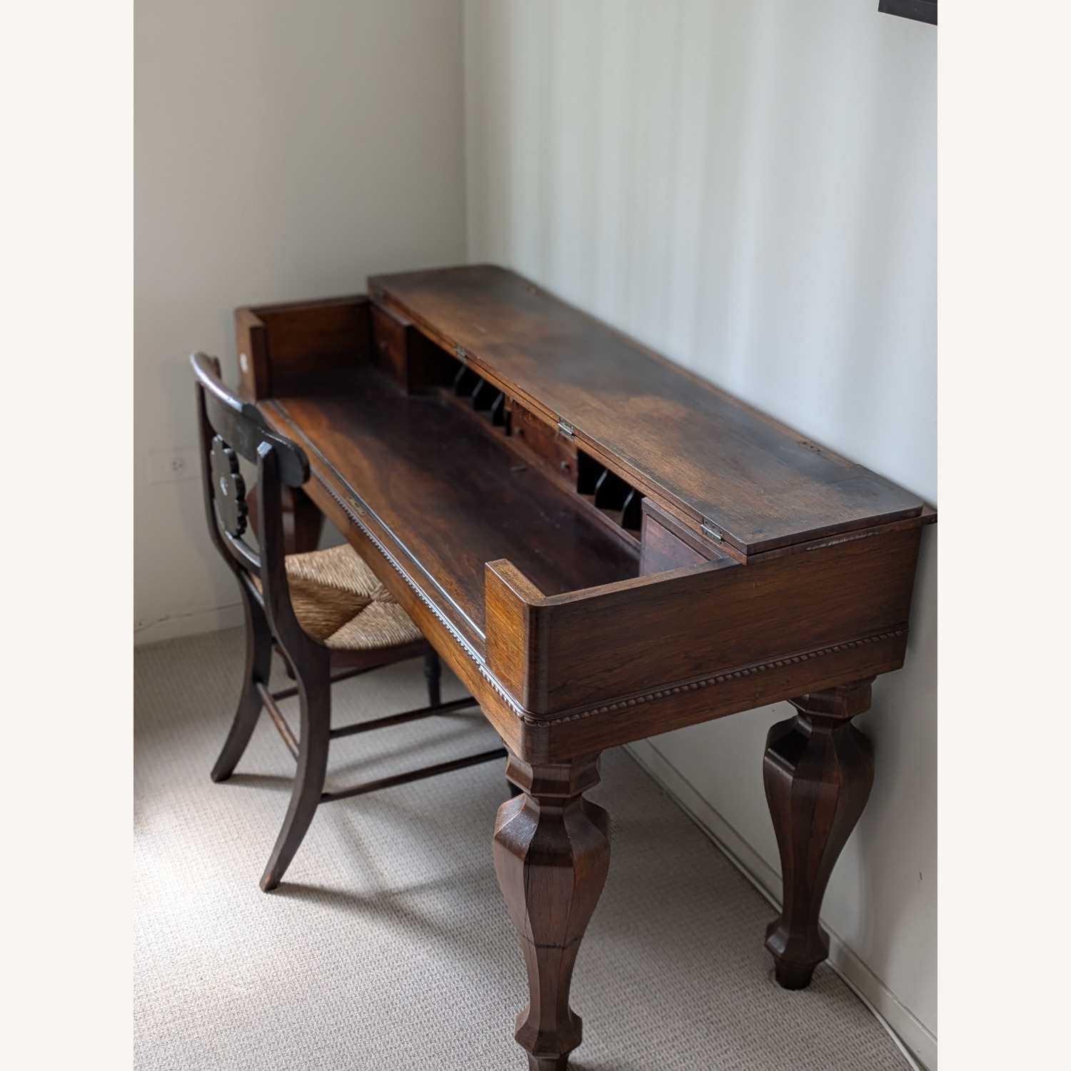 Antique Spinet Desk with Chair - image-0