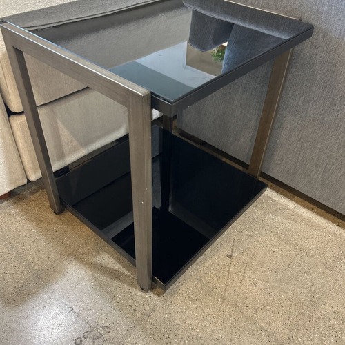 Used Tiered Glass & Metal Side Table for sale on AptDeco