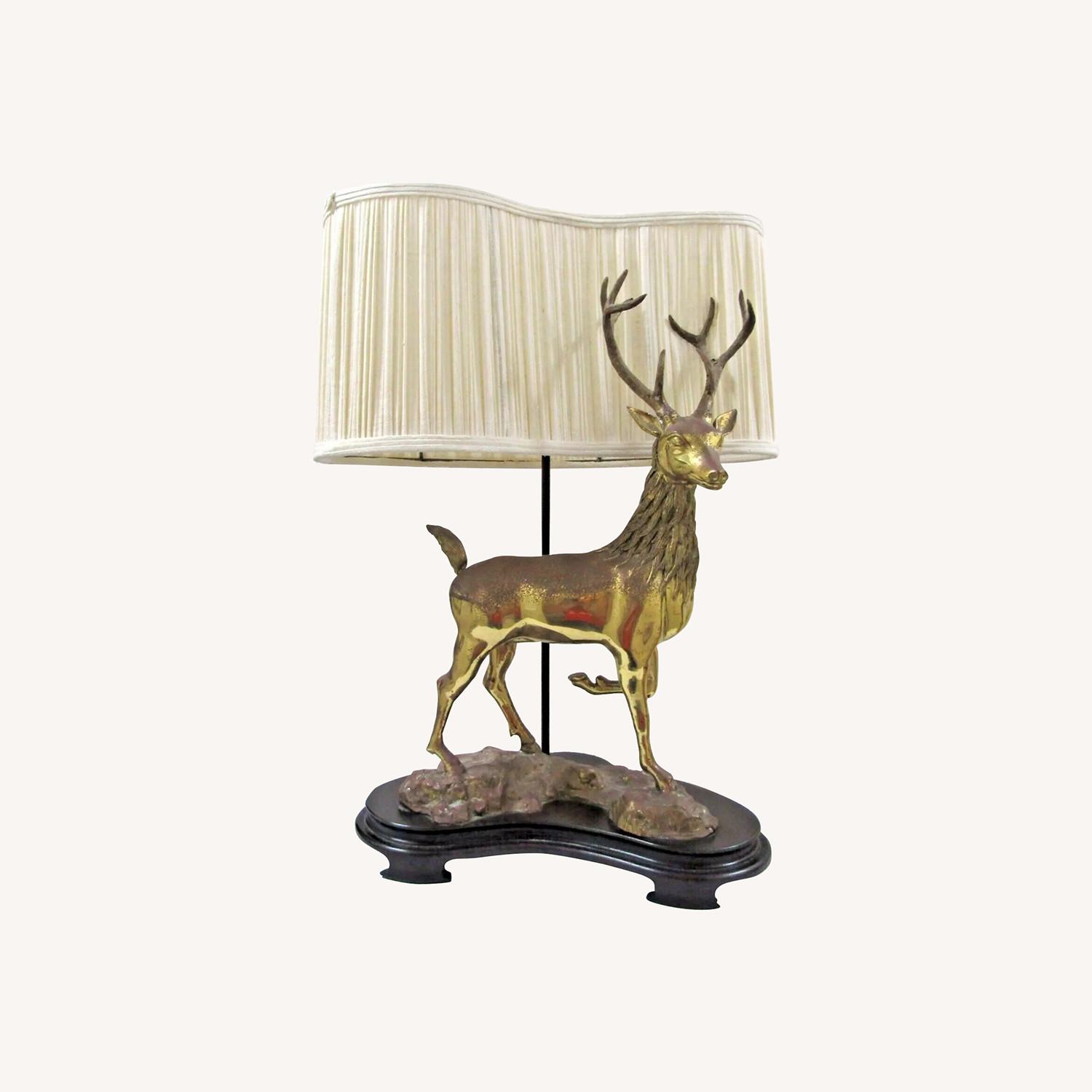 Vintage LaBarge Solid Brass Deer Table Lamp - image-0