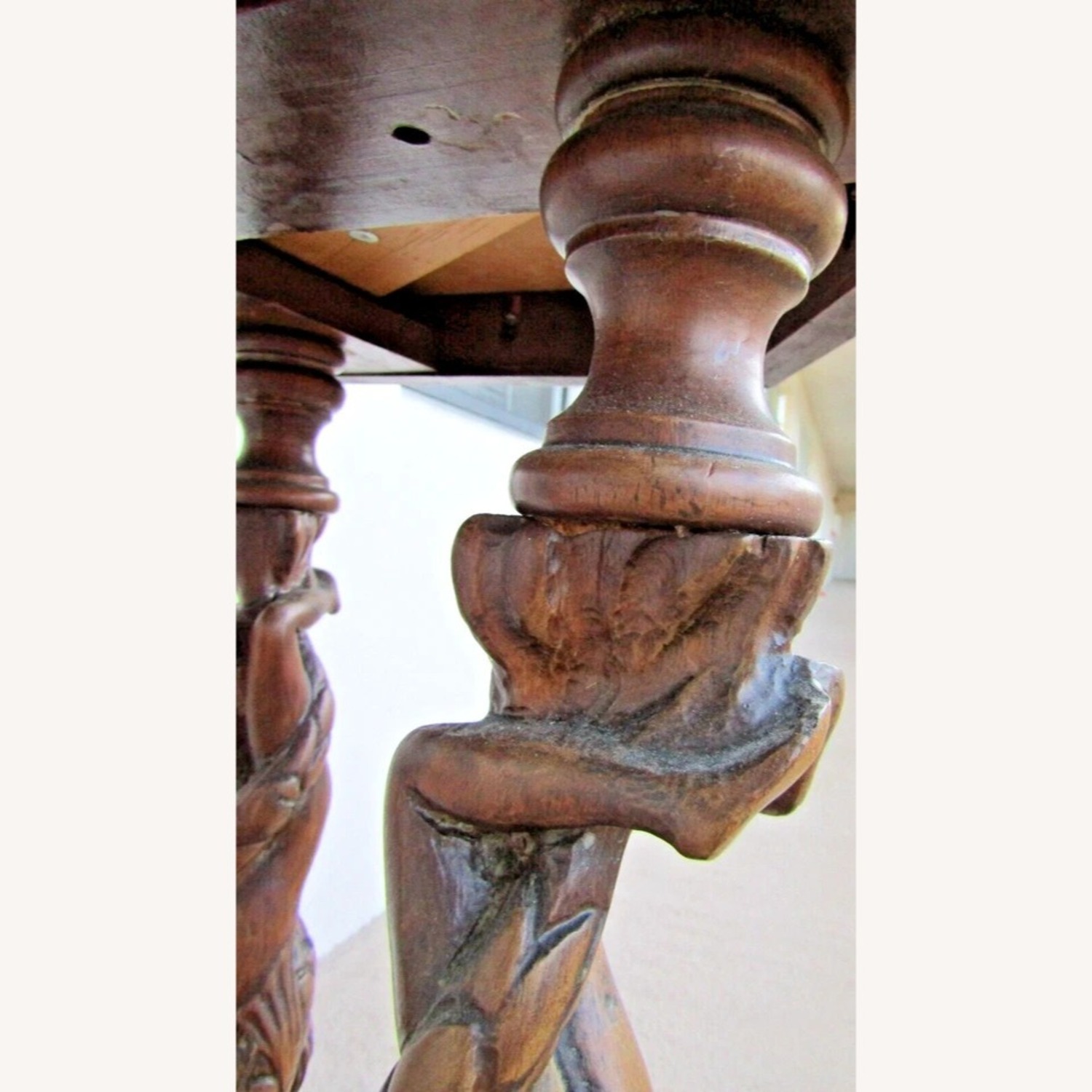 Italian Renaissance Antique Carved Walnut Table - image-8