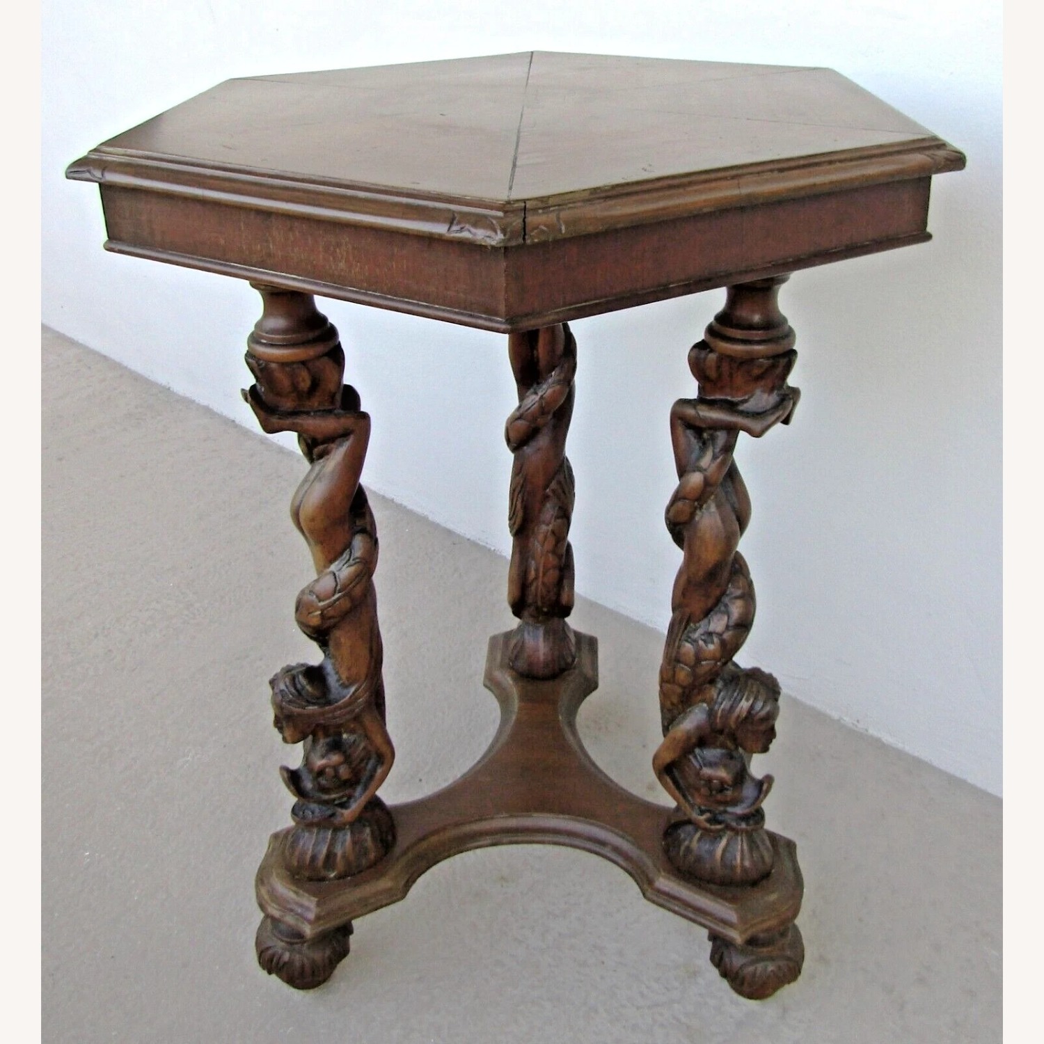 Italian Renaissance Antique Carved Walnut Table - image-1