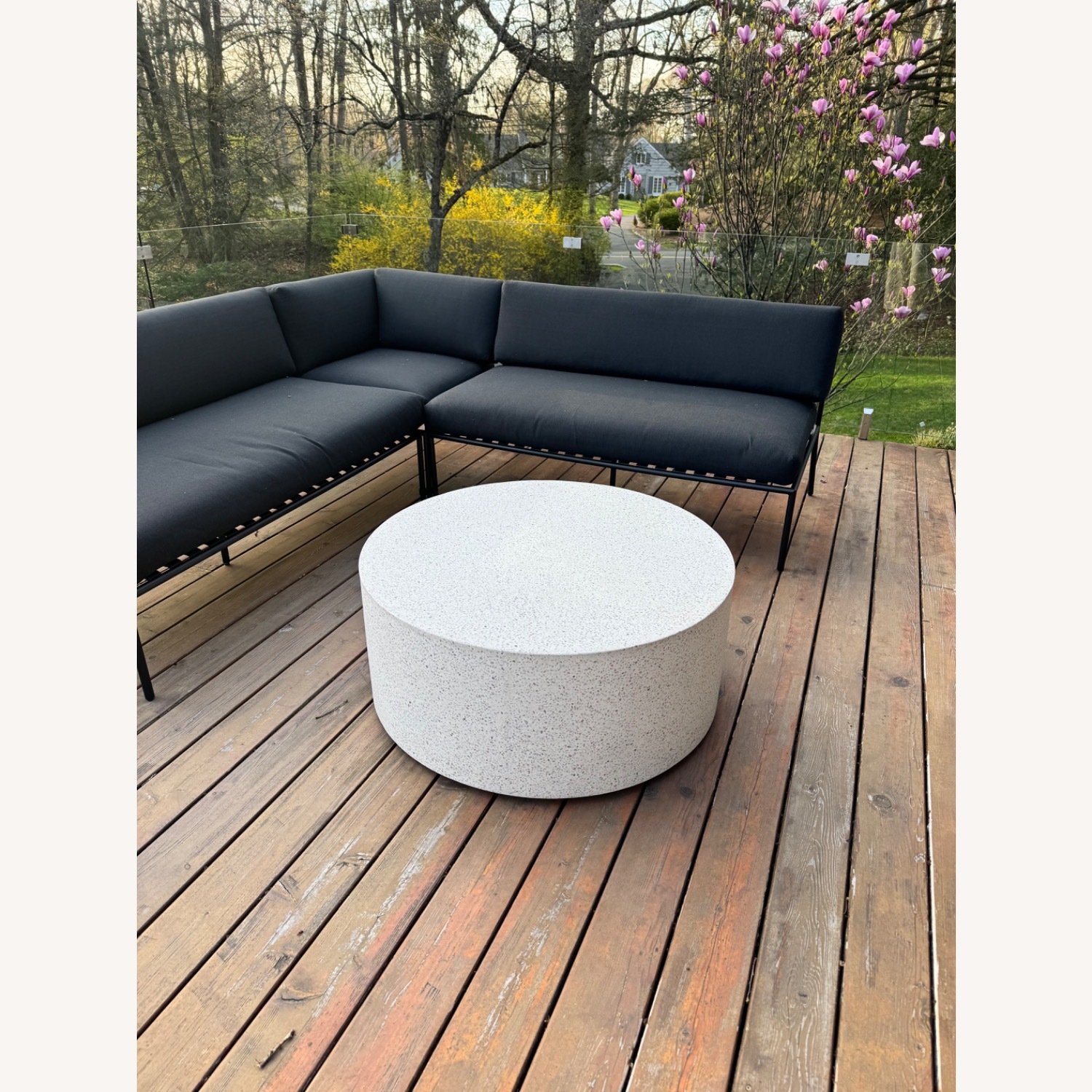 CB2 Outdoor Terazzo Coffee Table White - image-1