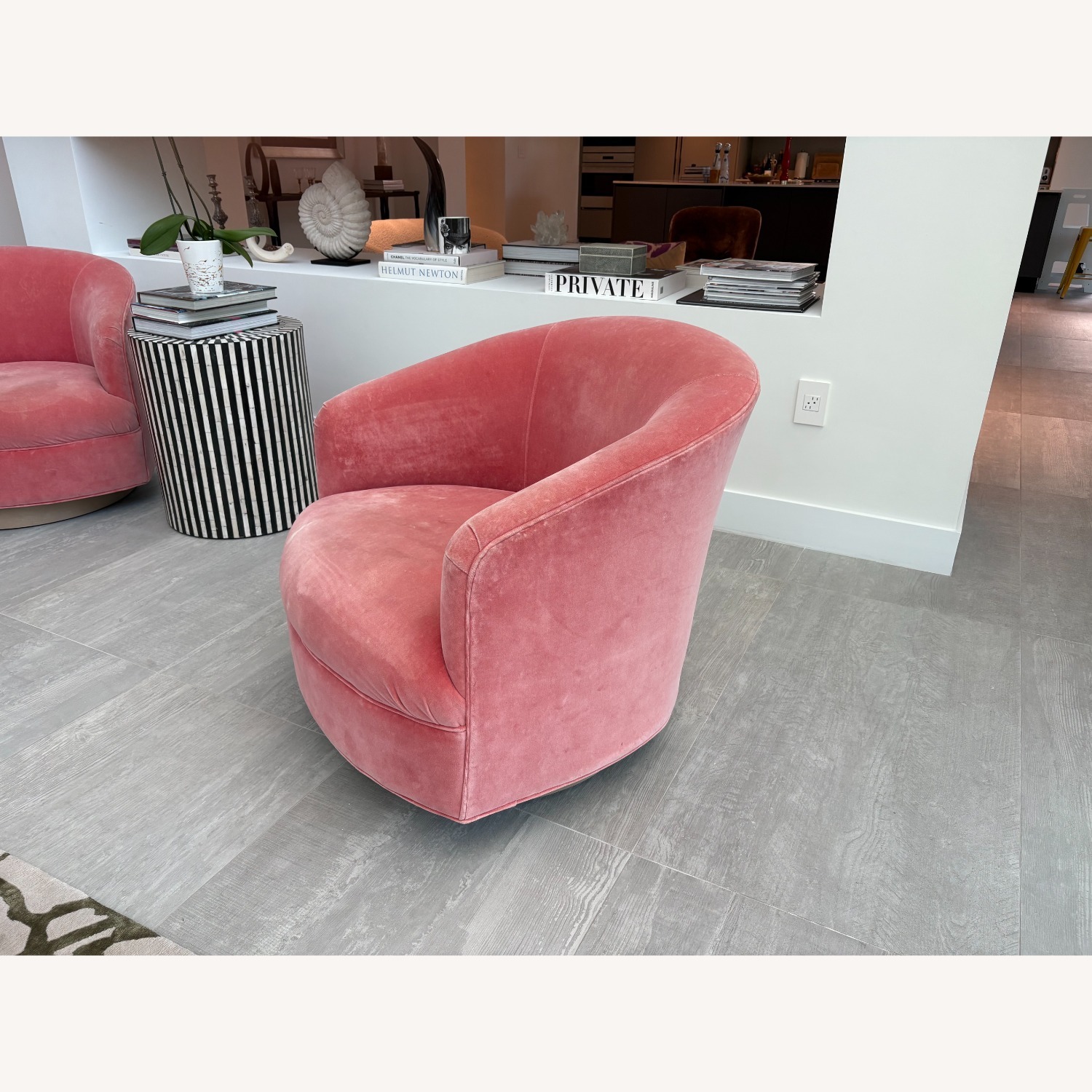 Anthropologie Cosette Pink Swivel Chair - image-2