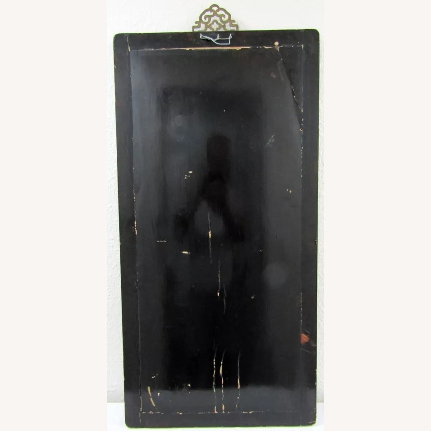 Pair Chinese Black Lacquer Painted Carved Panels - image-9