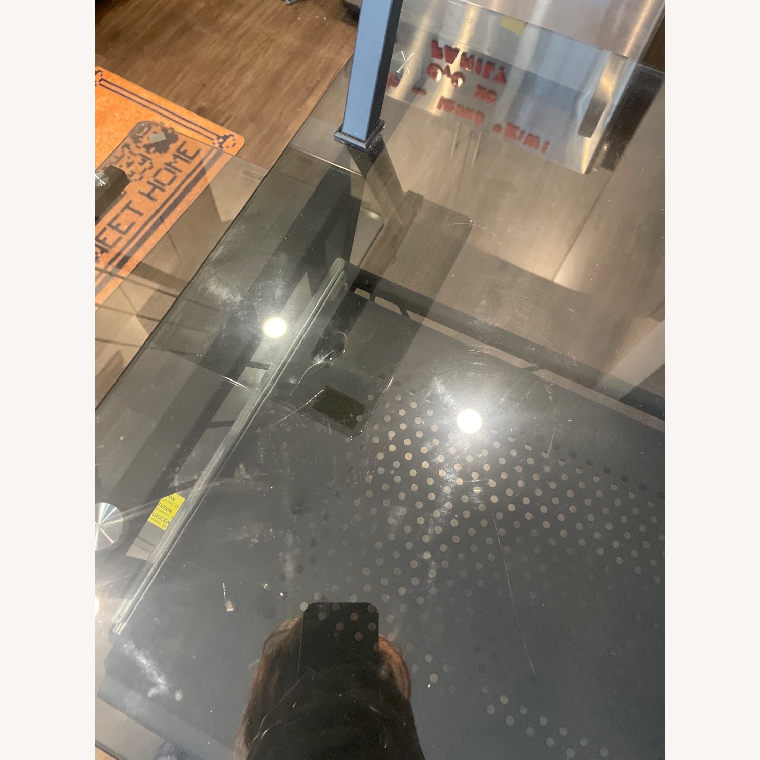 Black Tempered Glass 3 Tier Shelf Desk - image-7