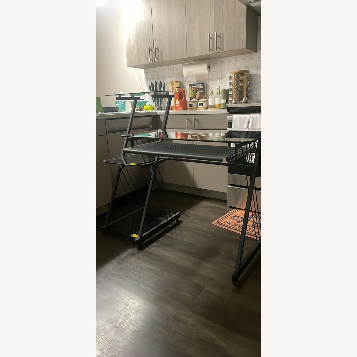 Black Tempered Glass 3 Tier Shelf Desk - image-6