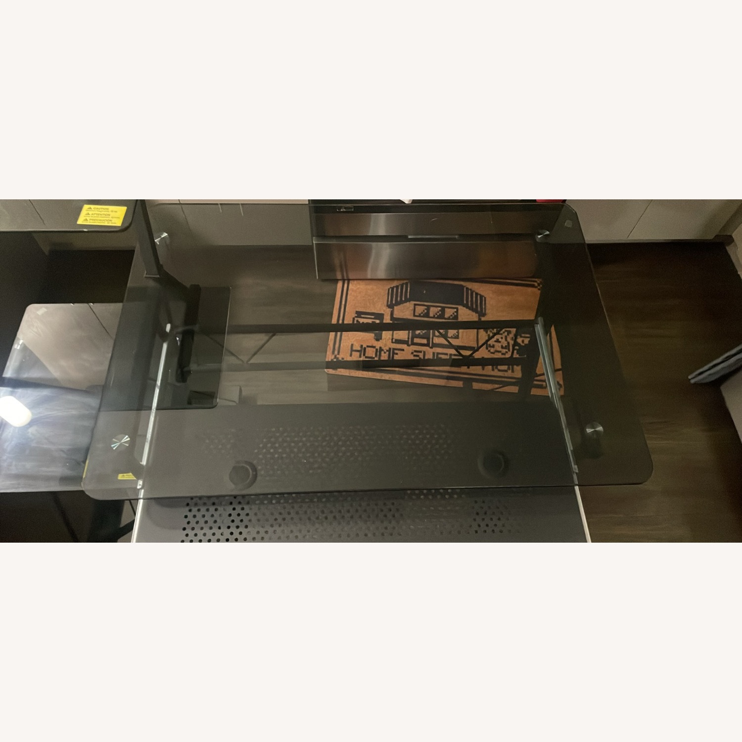 Black Tempered Glass 3 Tier Shelf Desk - image-3