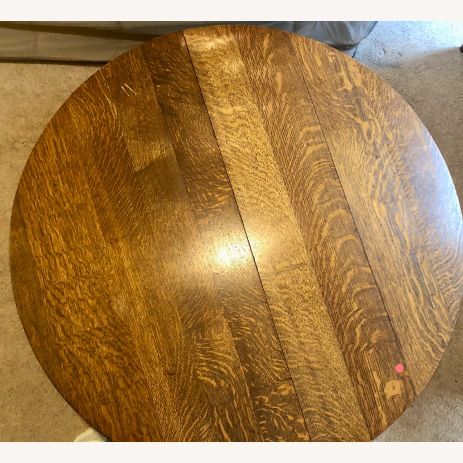 Antique Round Pedestal Coffee Table in Solid Oak  - image-2