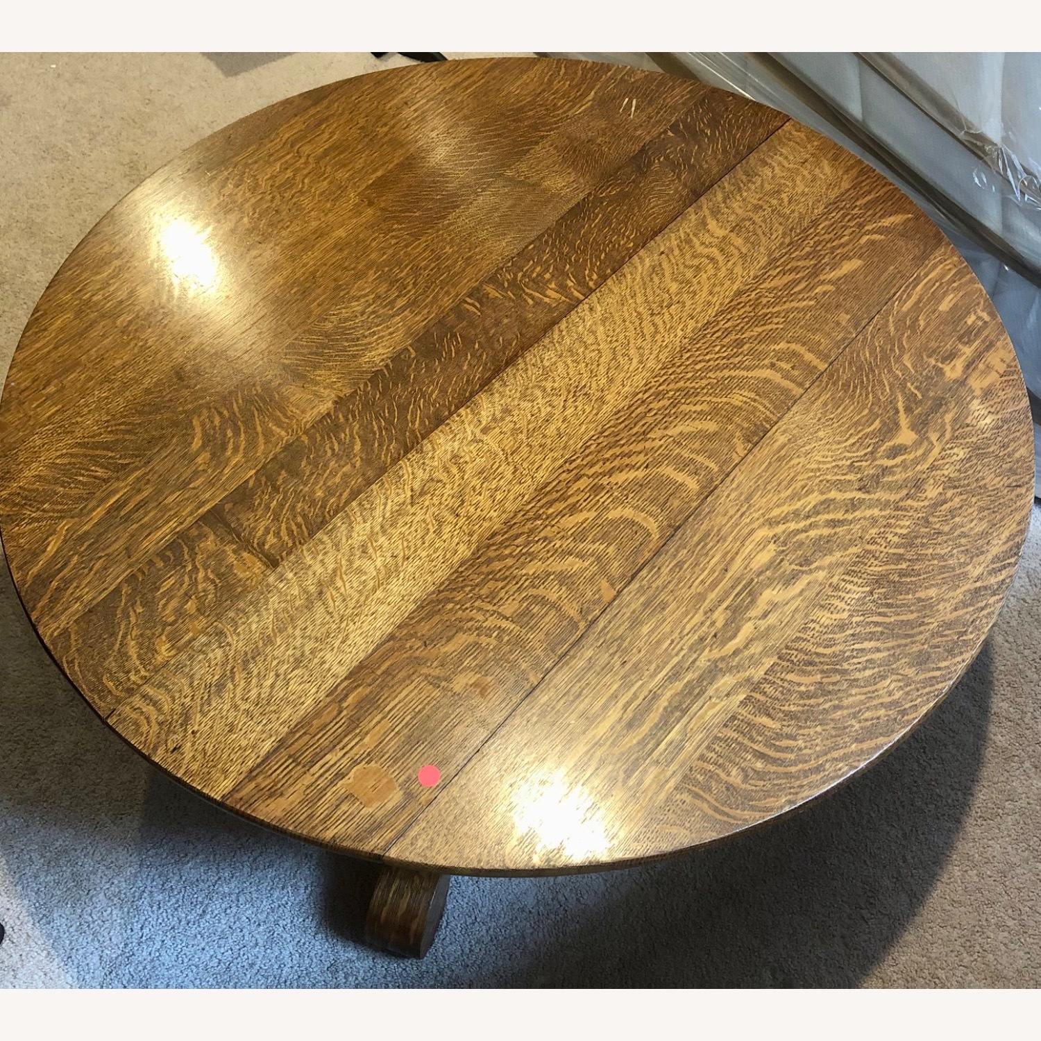 Antique Round Pedestal Coffee Table in Solid Oak  - image-1