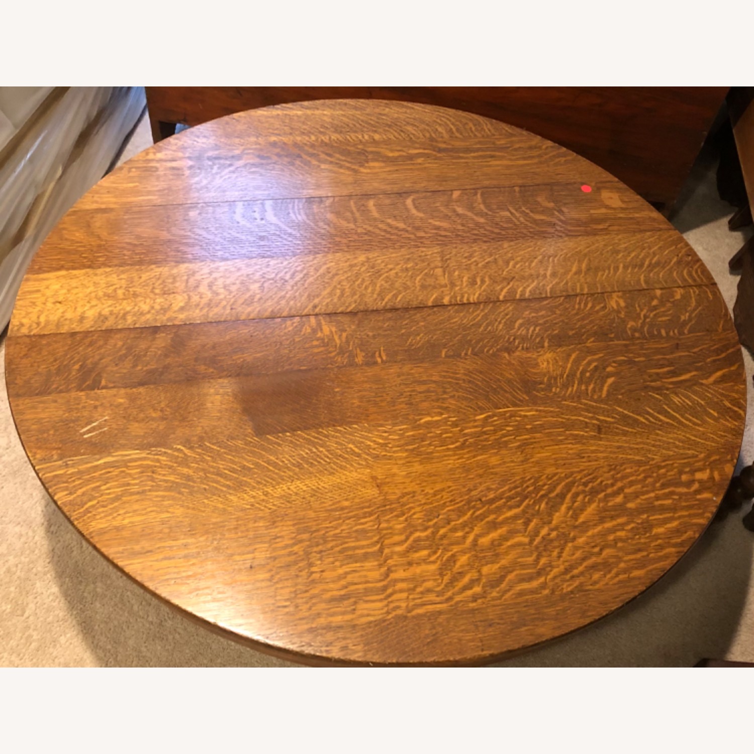 Antique Round Pedestal Coffee Table in Solid Oak  - image-6