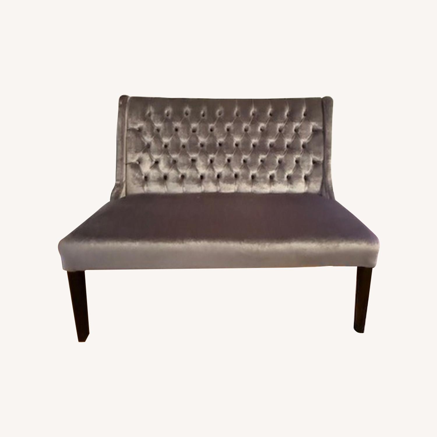 Small Dark Grey Velvet Loveseat - image-0