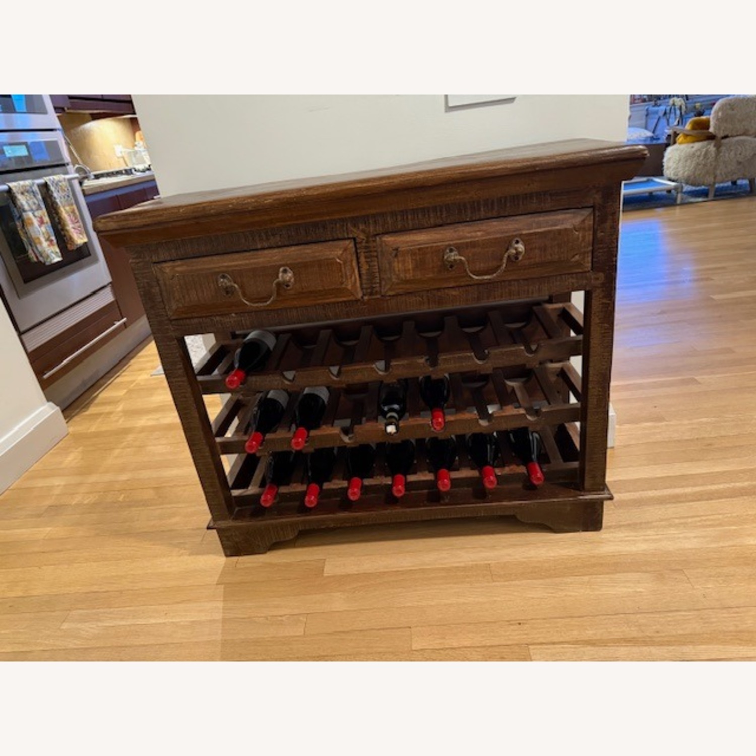 Dark Brown Wood Wine Rack - image-1