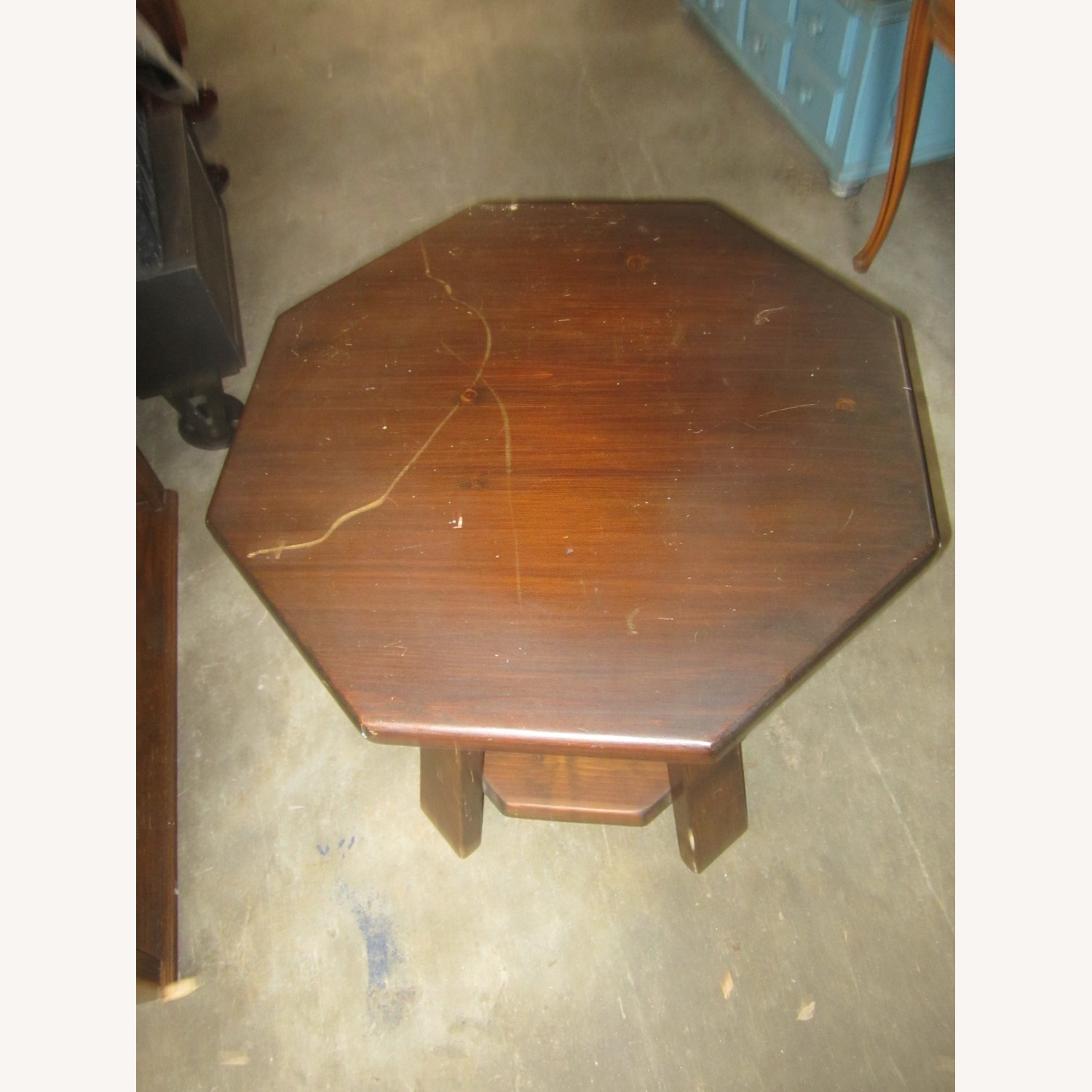 Vintage Handmade Octagon Accent Table - image-6