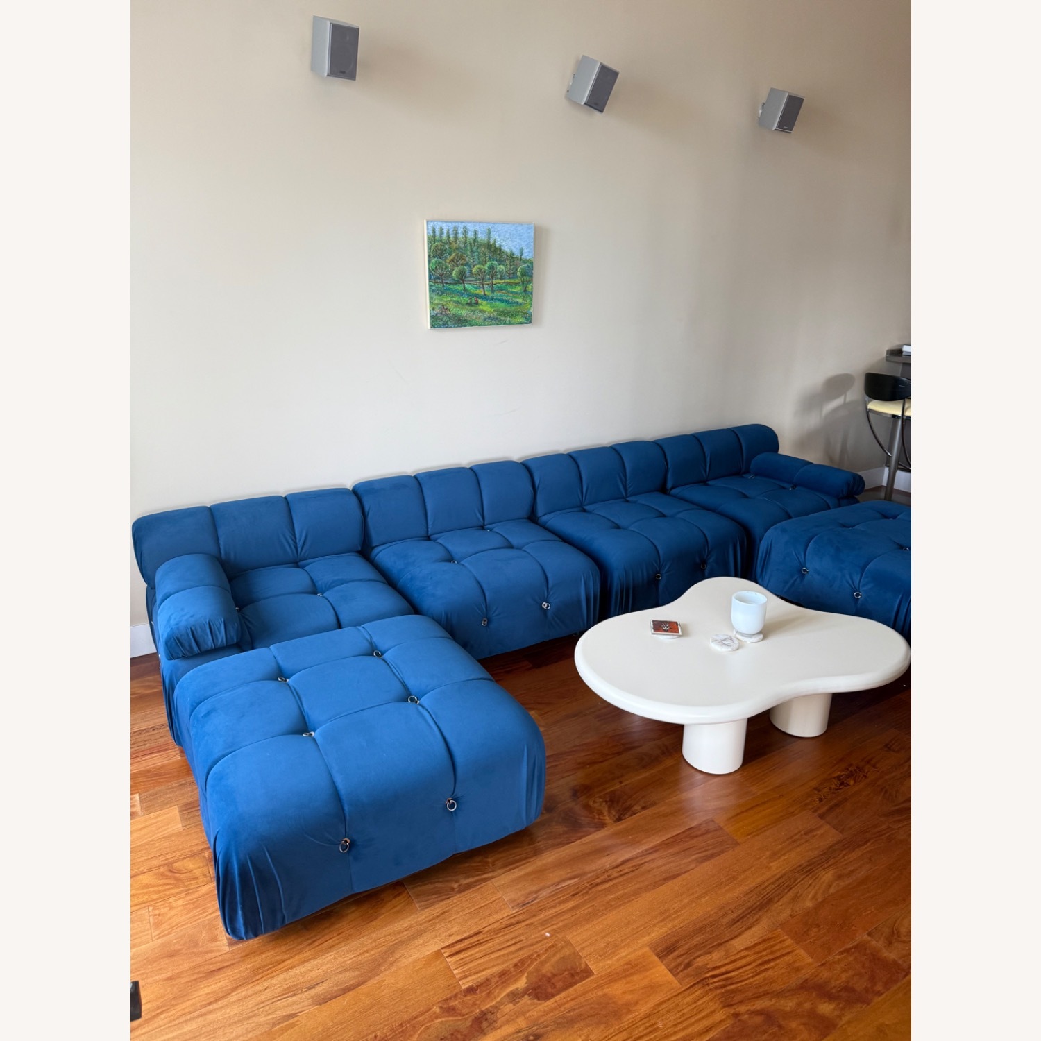 Velvet Modular Sofa with Ottoman - image-4