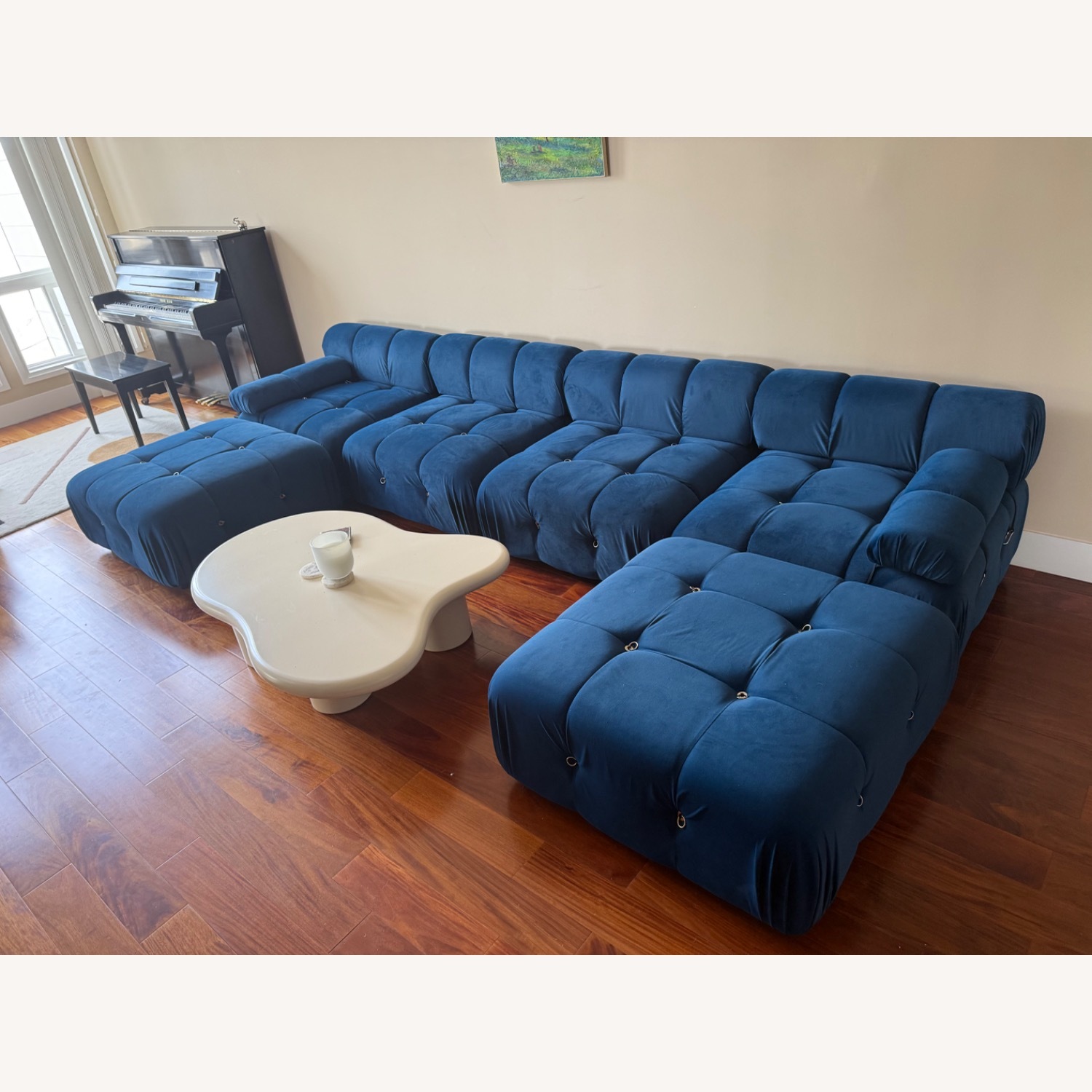 Velvet Modular Sofa with Ottoman - image-5