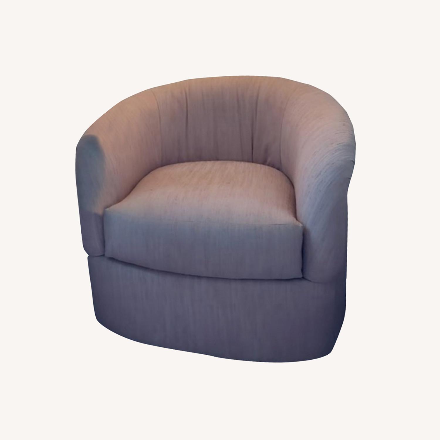 Pink Vintage Linen-style Swivel Chair - image-0