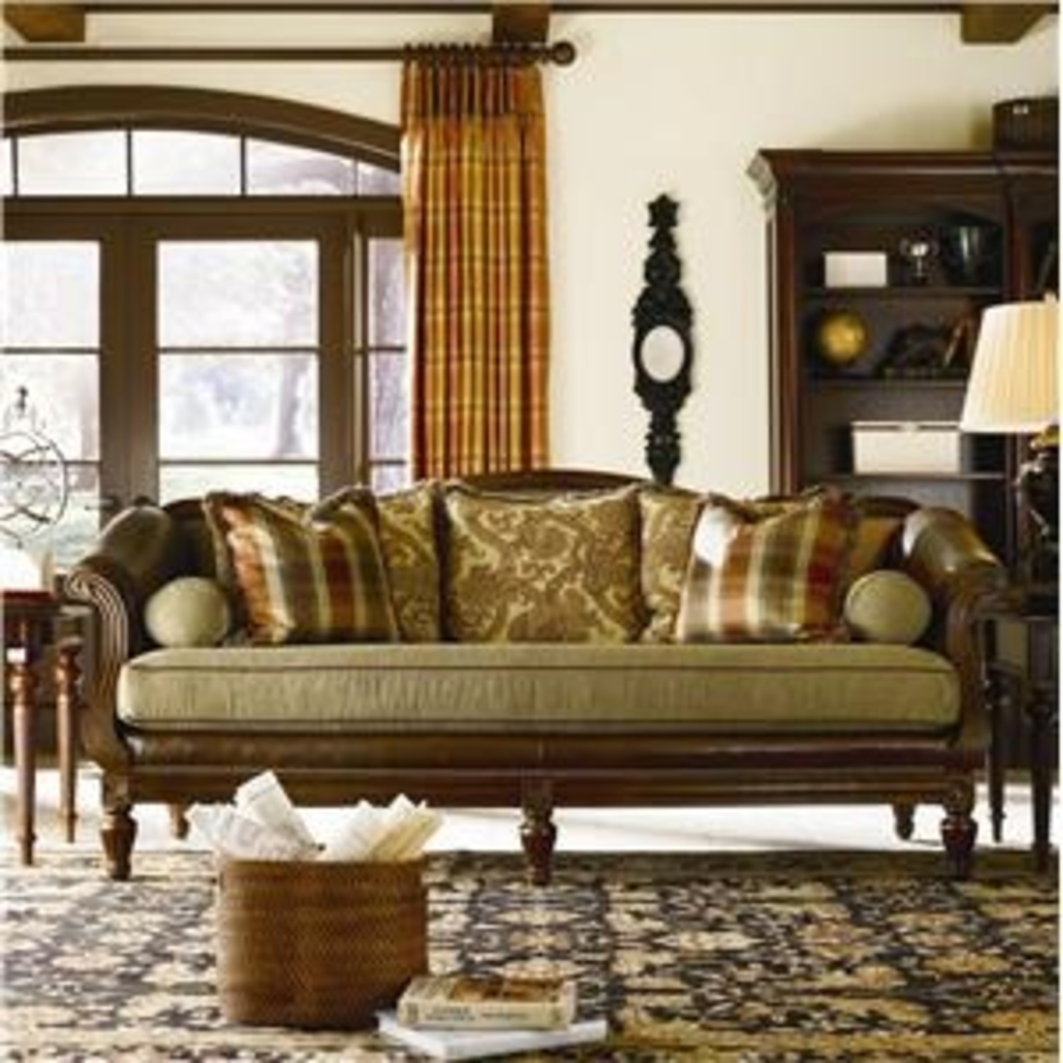 Wood and Leather Sofa - image-2