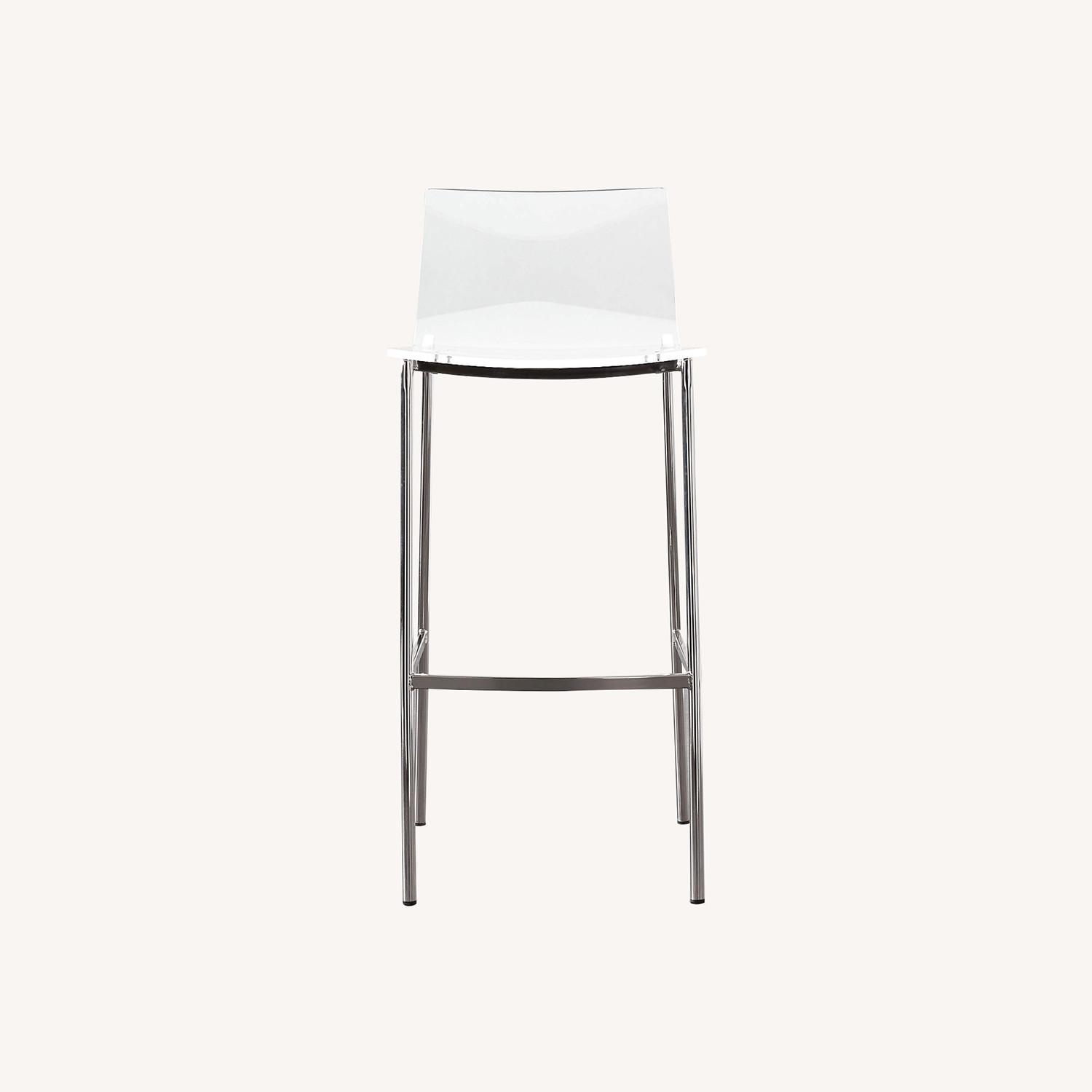 CB2 Chairs Acrylic & Chrome Bar Stools Set of 2 - image-0