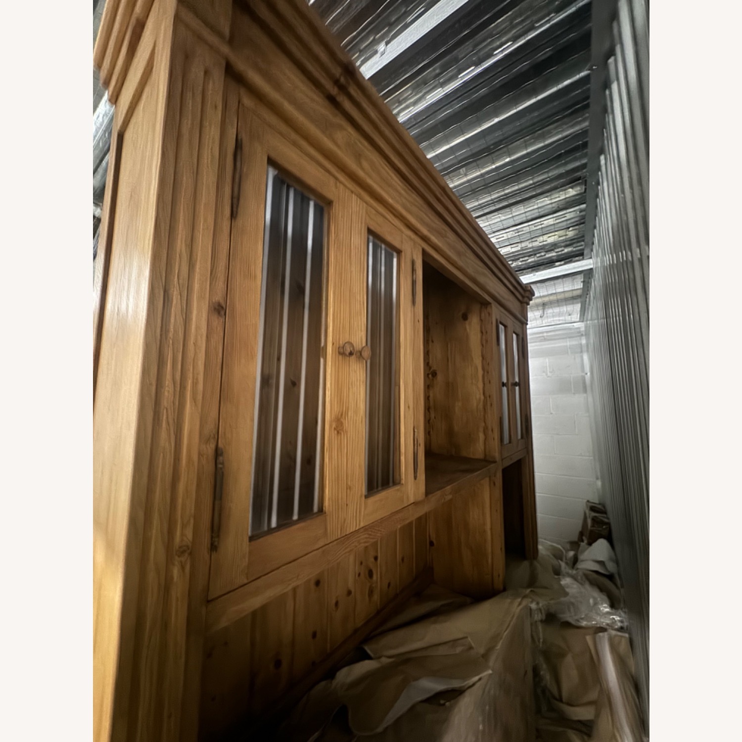 Wooden Bookshelves with Glass Drawer - image-1